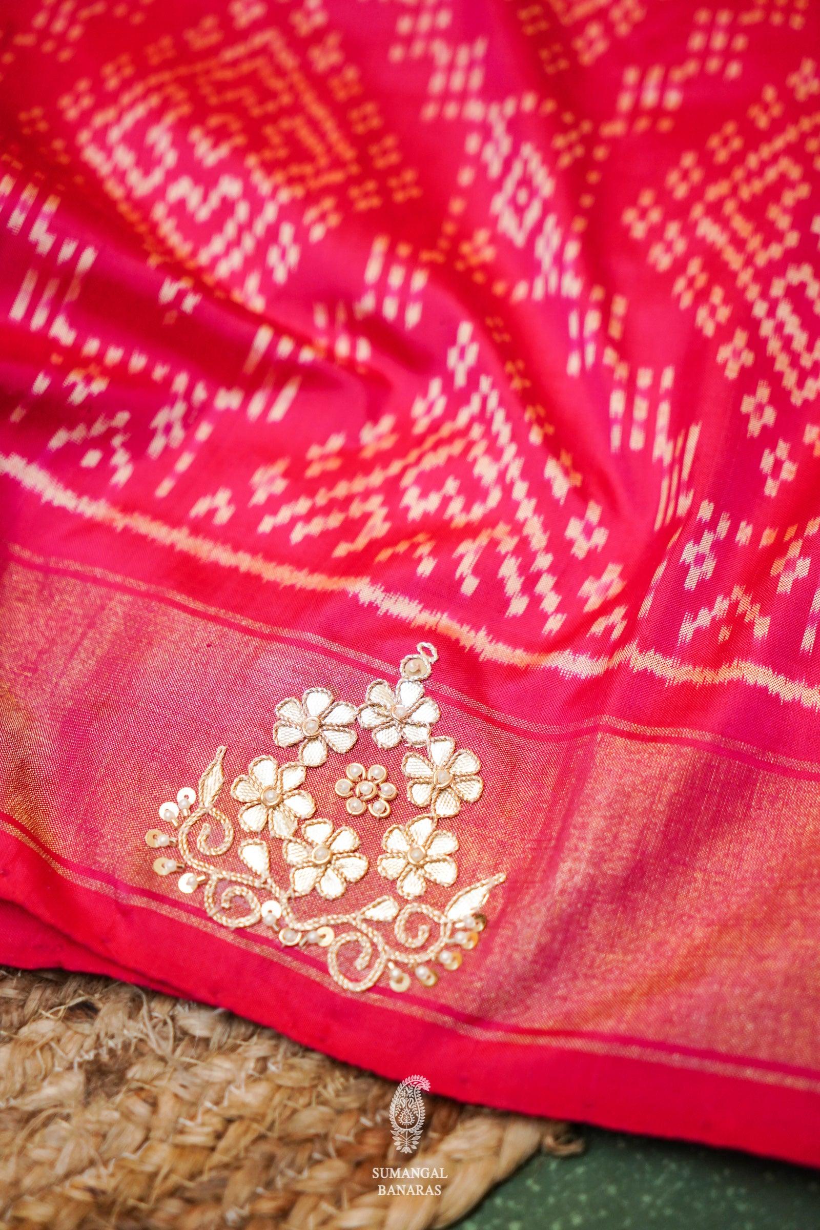 Designer Pink Bridal Katan Silk Saree