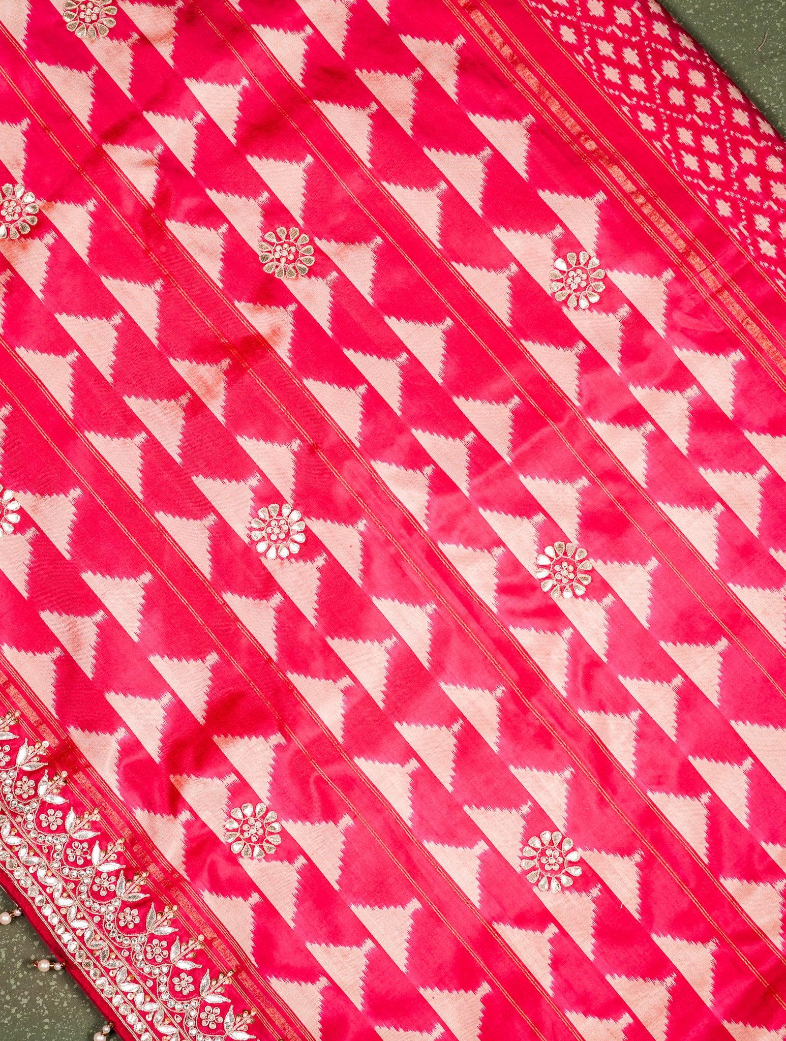 Designer Rani Pink Katan Silk Saree