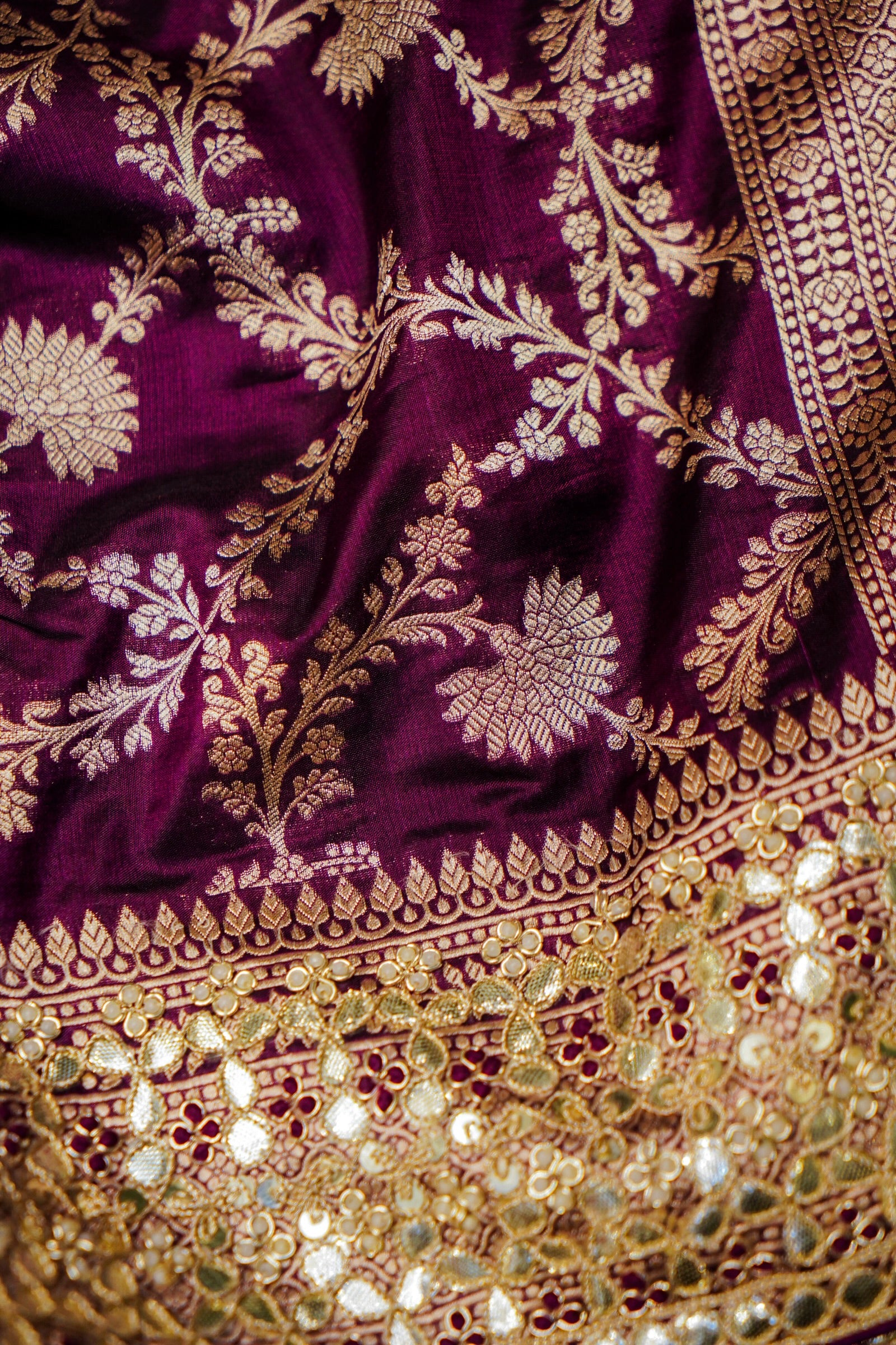 Designer Wine Katan Silk Saree