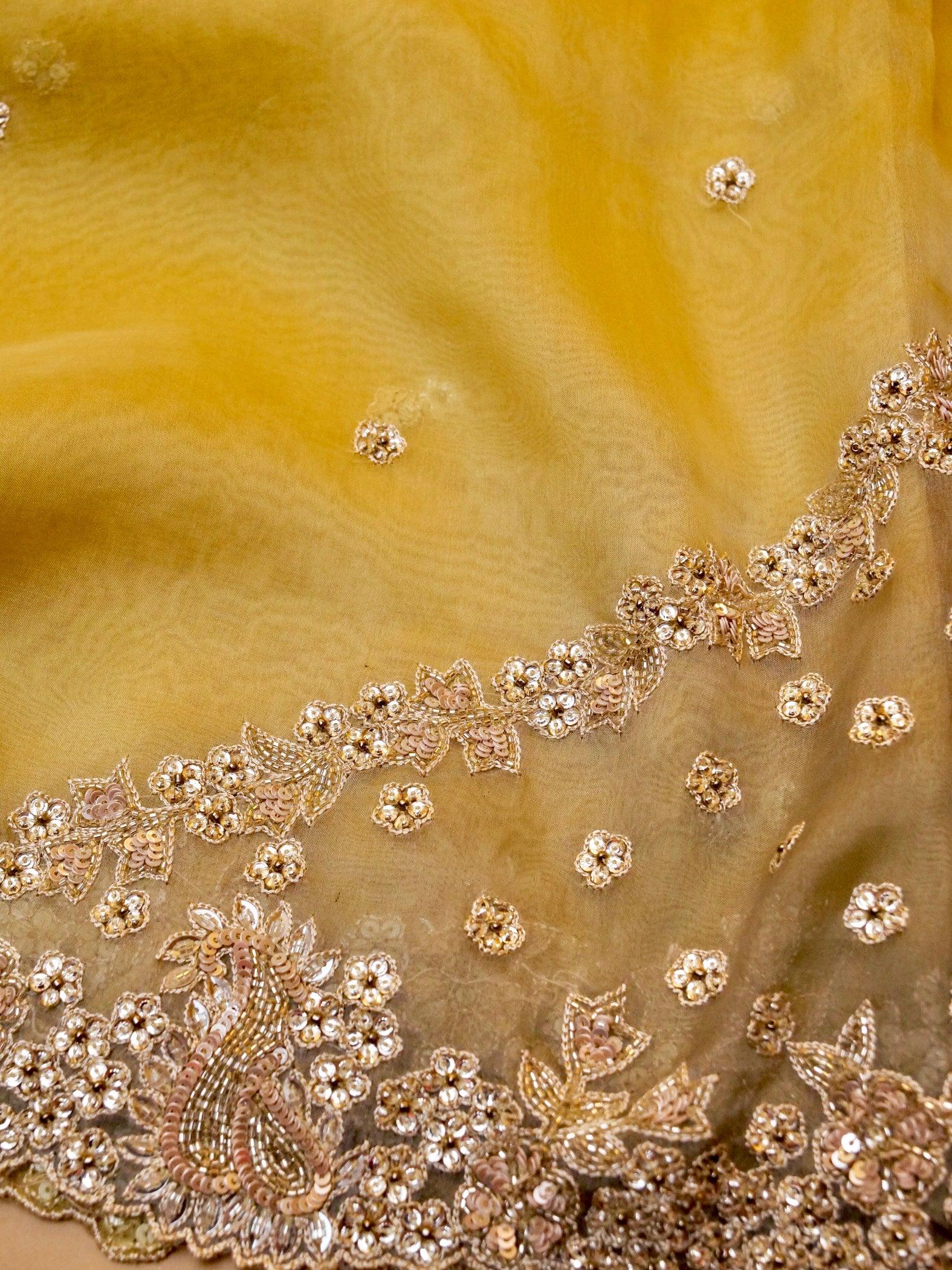 Designer Yellow Organza Silk Saree - Sumangal Ekam