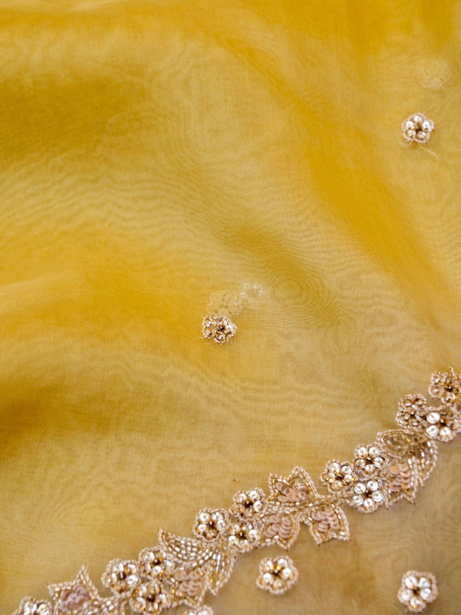 Designer Yellow Organza Silk Saree - Sumangal Ekam