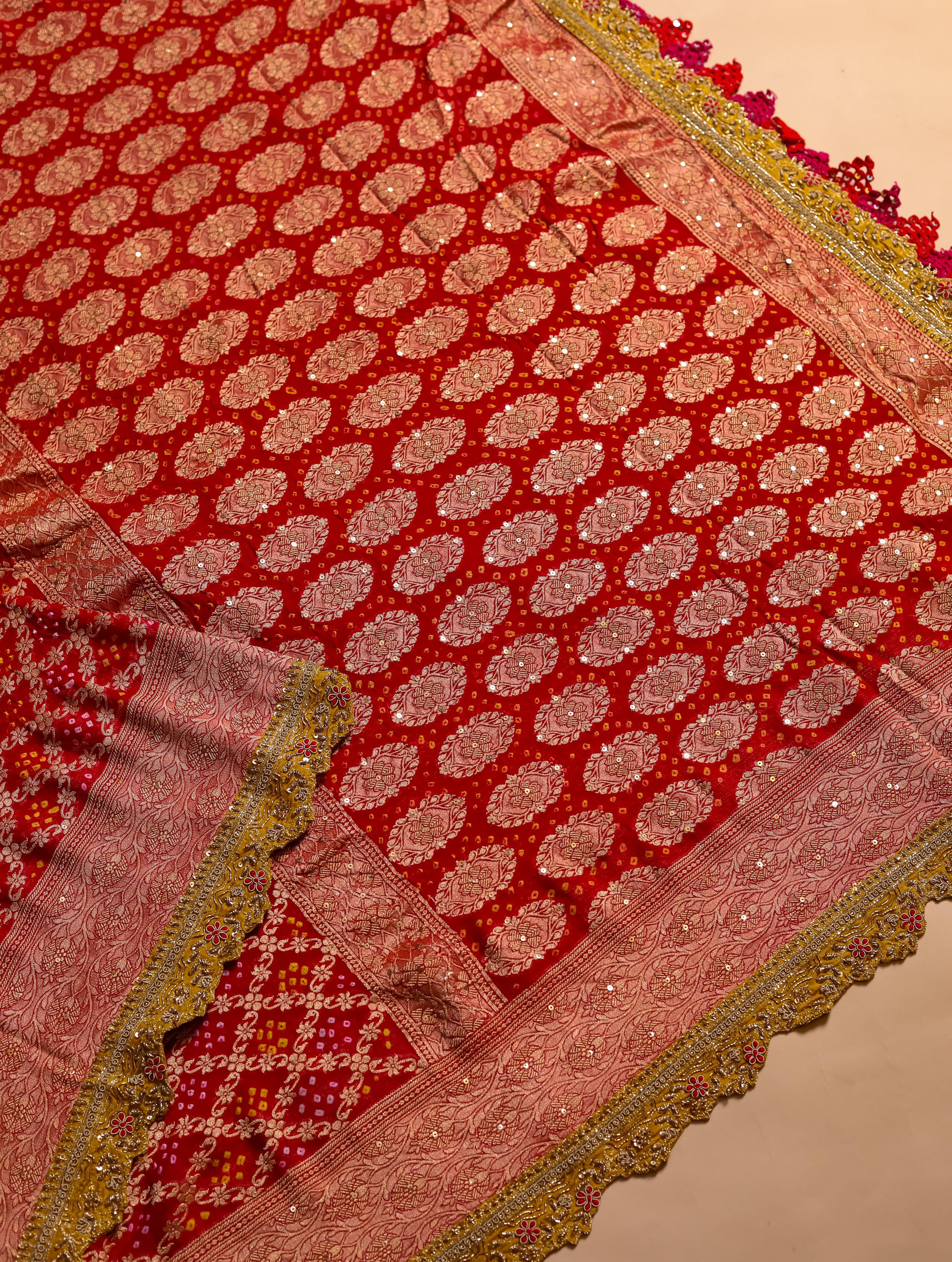 Handwoven Multi Banarasi Georgette Silk Saree - Sumangal Ekam