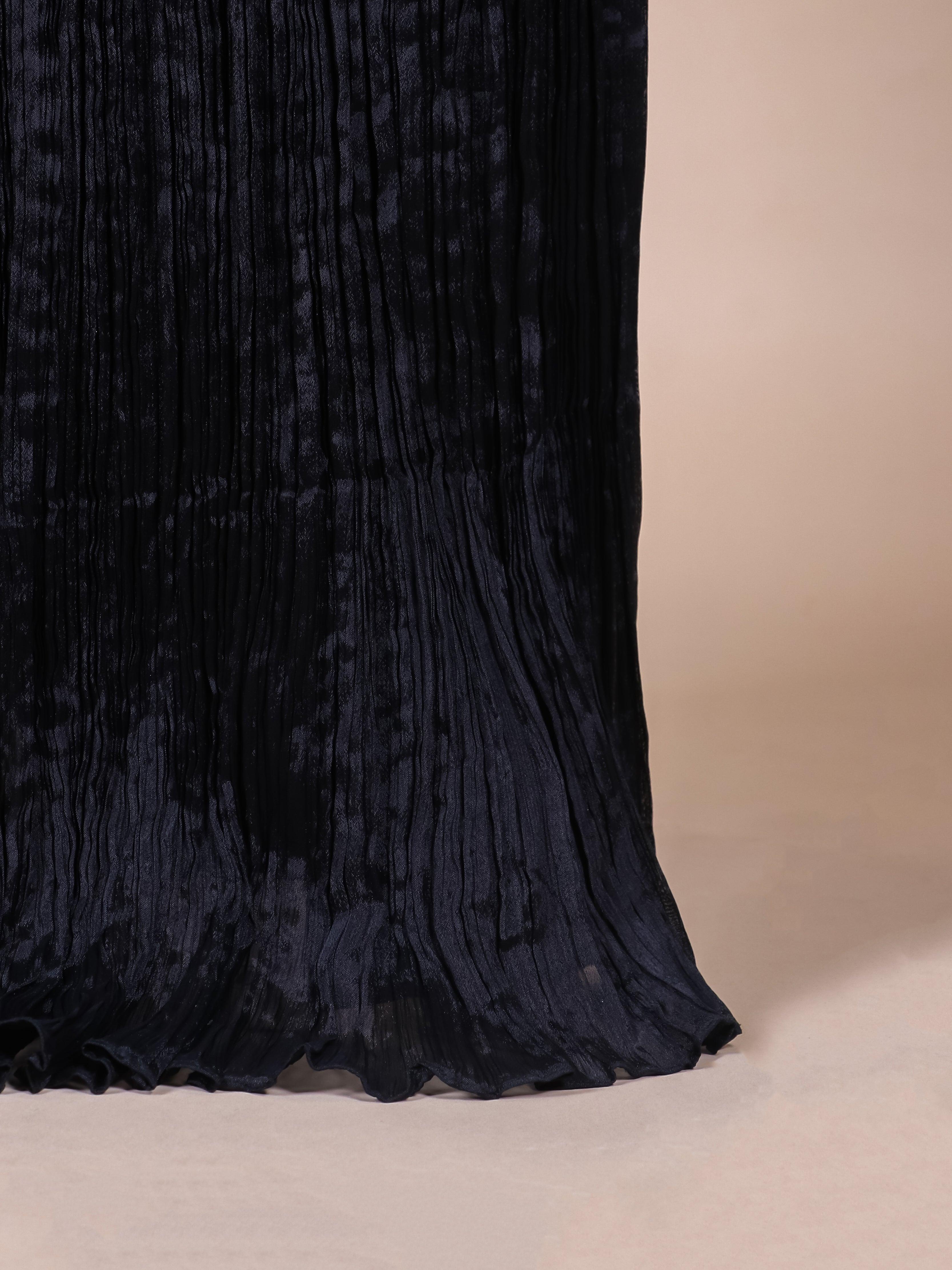 Designer Black Pure Chiffon Party Wear Kurti Plazo - Sumangal Ekam