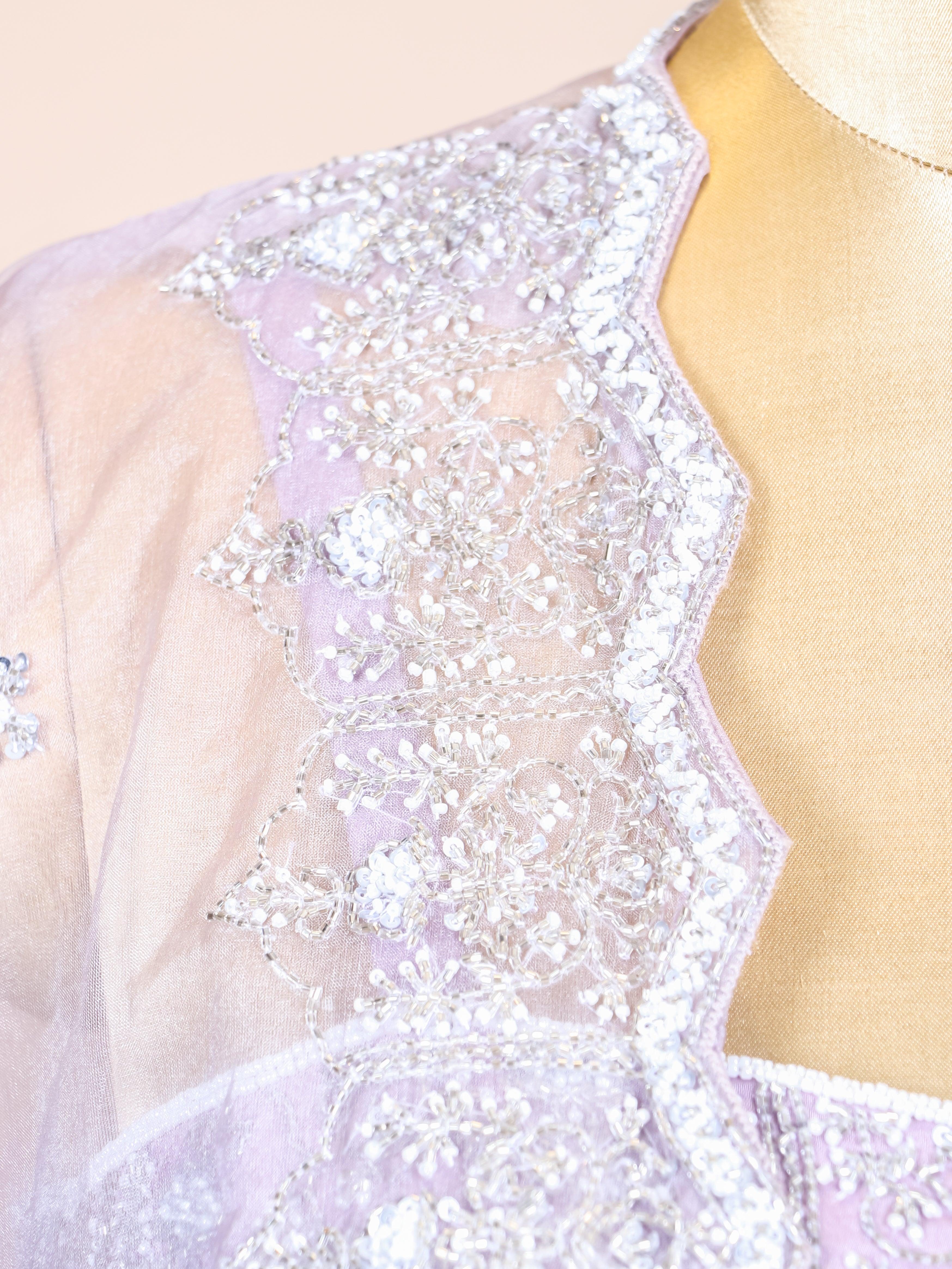 Designer Lavender Tissue Party Wear Indo Western - Sumangal Ekam