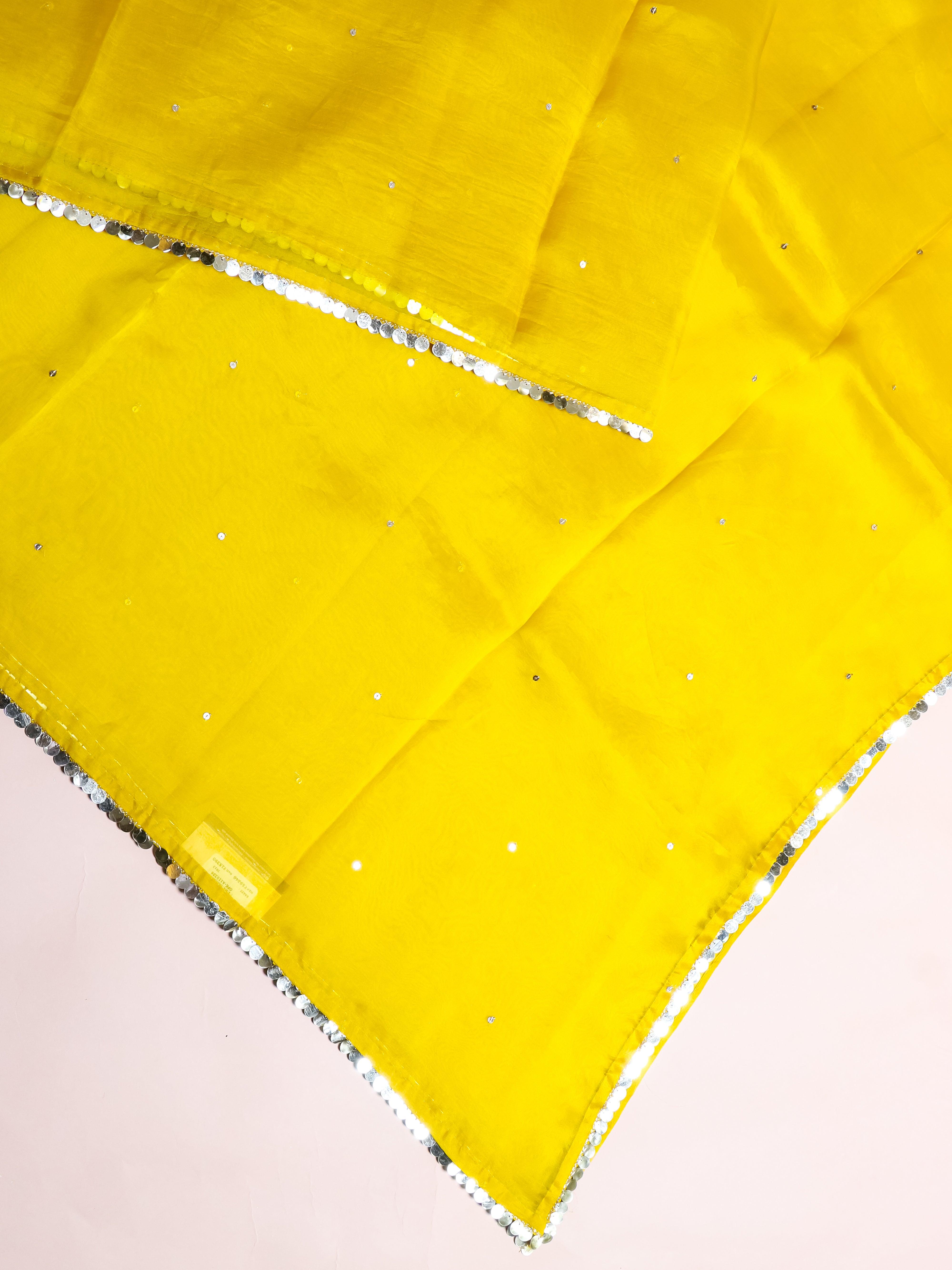 Designer Mustard Yellow Kora Silk Saree - Sumangal Ekam
