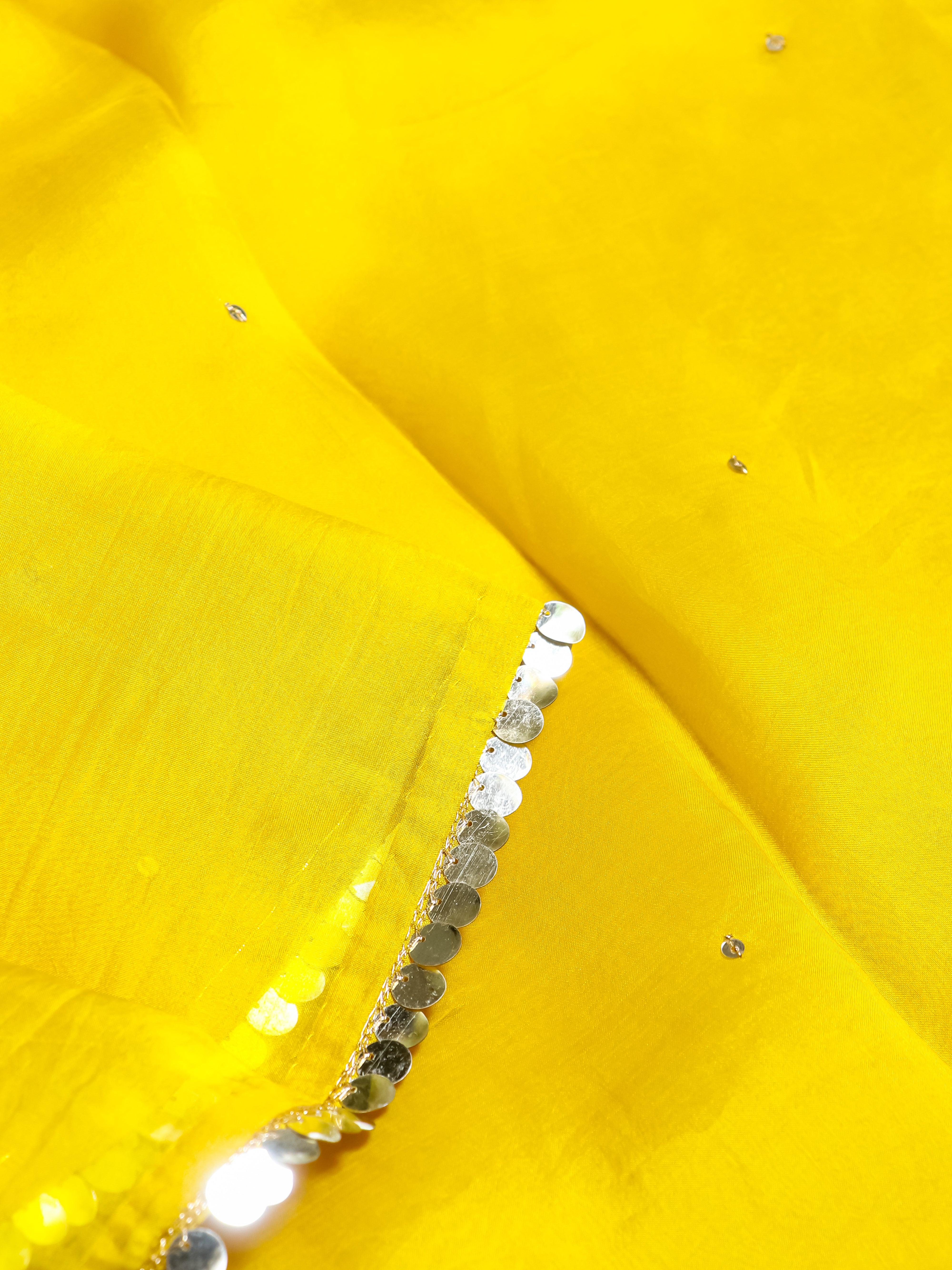 Designer Mustard Yellow Kora Silk Saree - Sumangal Ekam