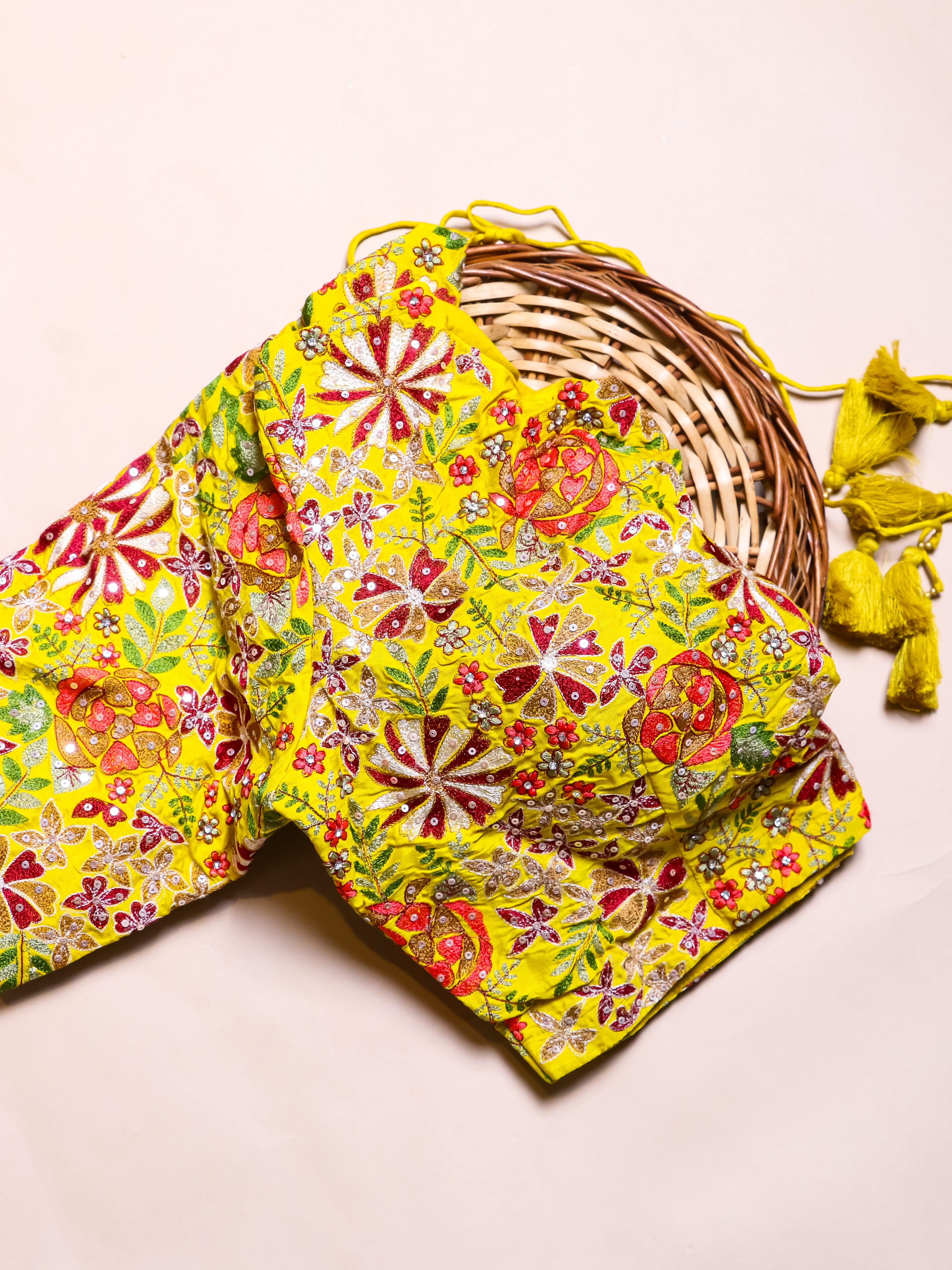 Designer Yellow Organza Silk Saree - Sumangal Ekam