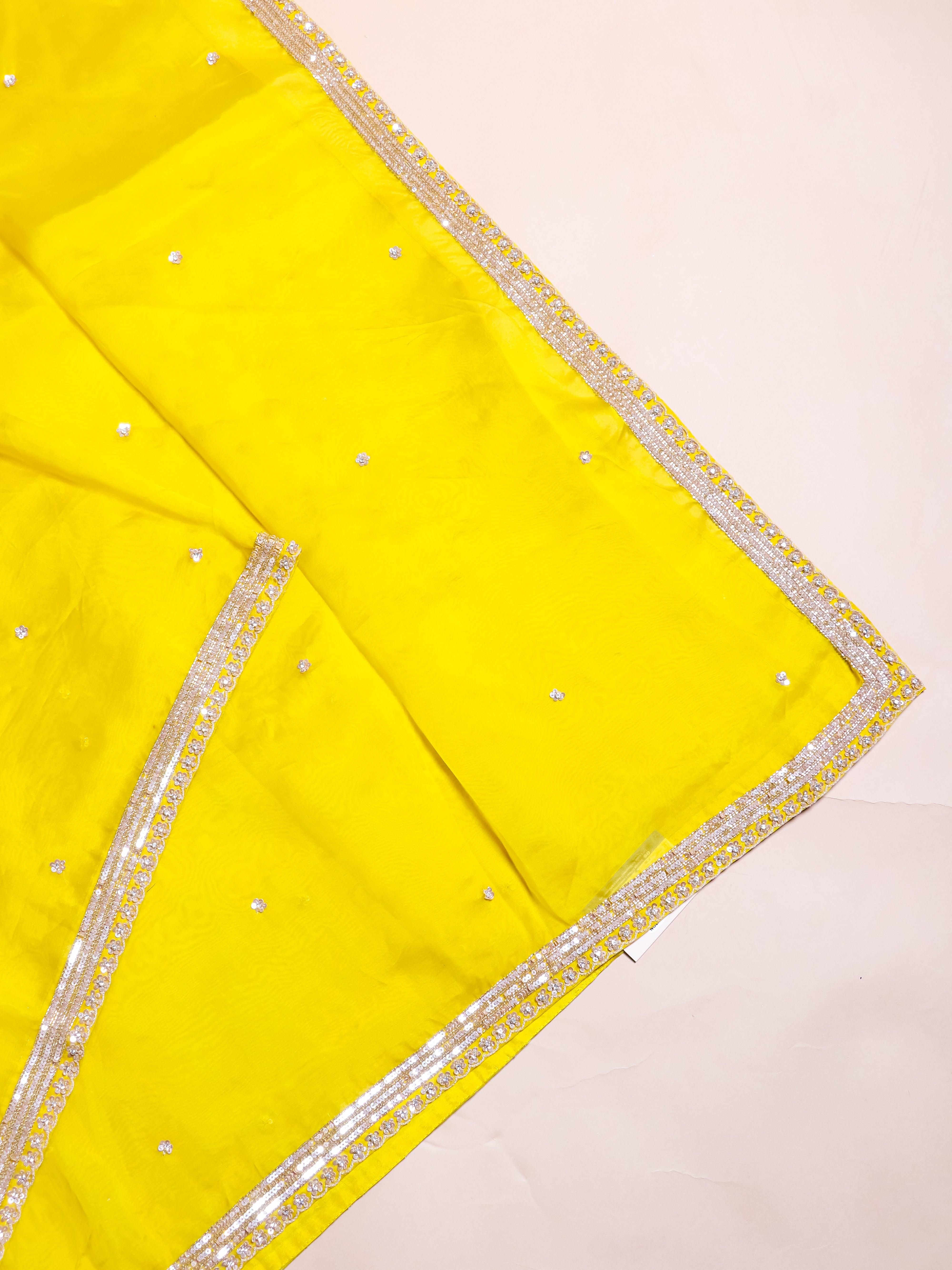 Designer Yellow Organza Silk Saree - Sumangal Ekam