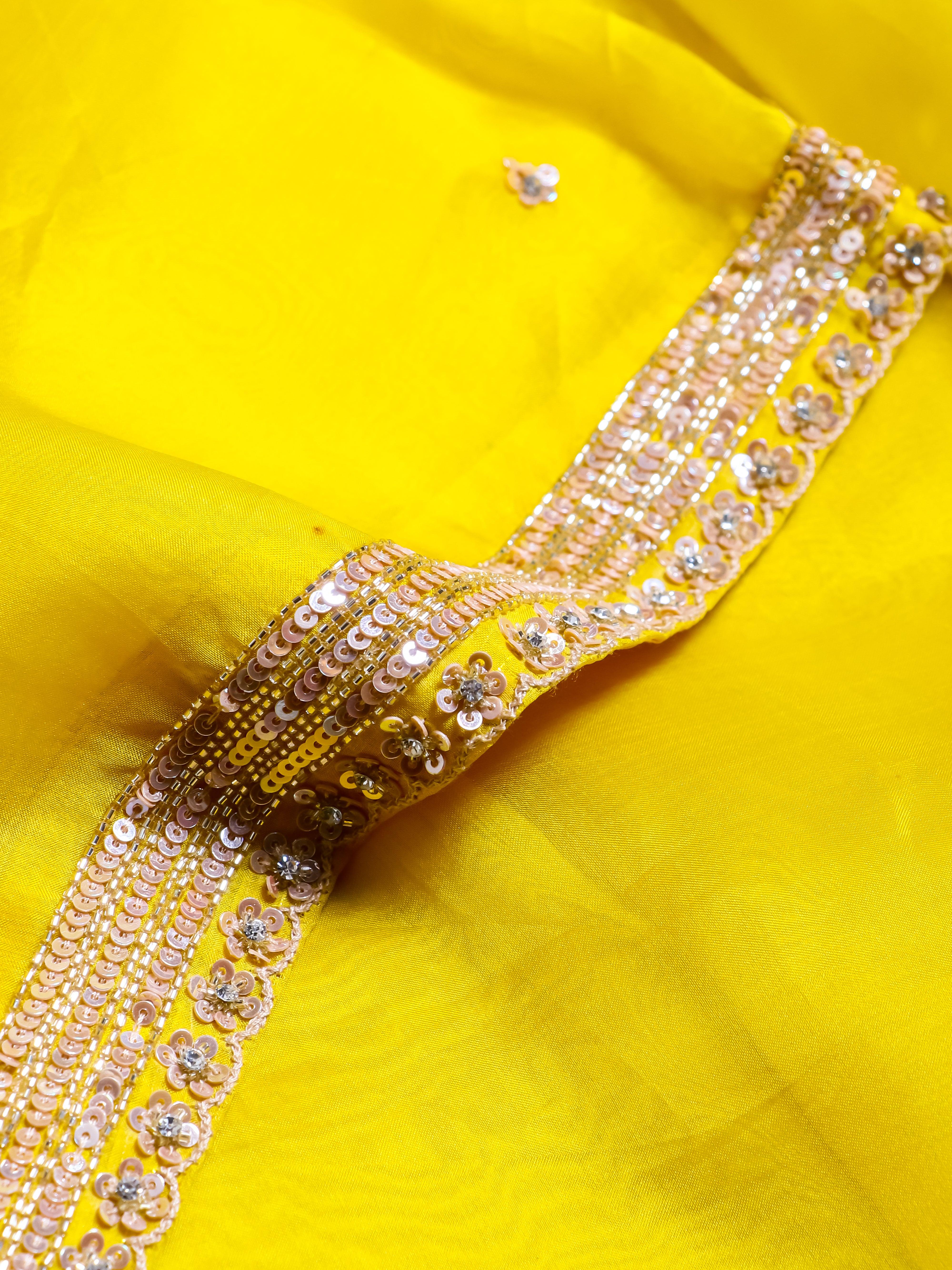 Designer Yellow Organza Silk Saree - Sumangal Ekam