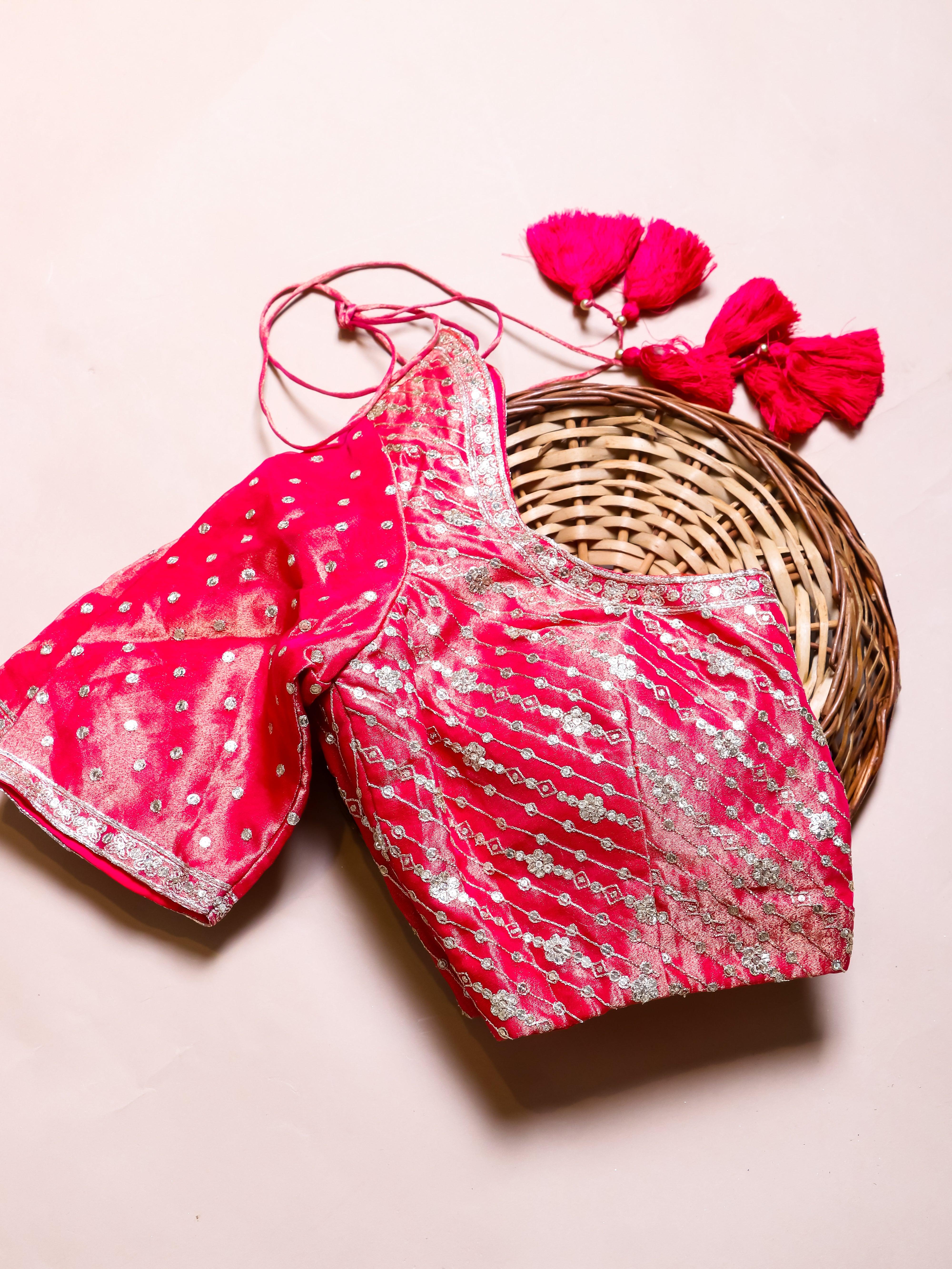 Designer Reddish Pink Tissue Katan Silk Saree - Sumangal Ekam