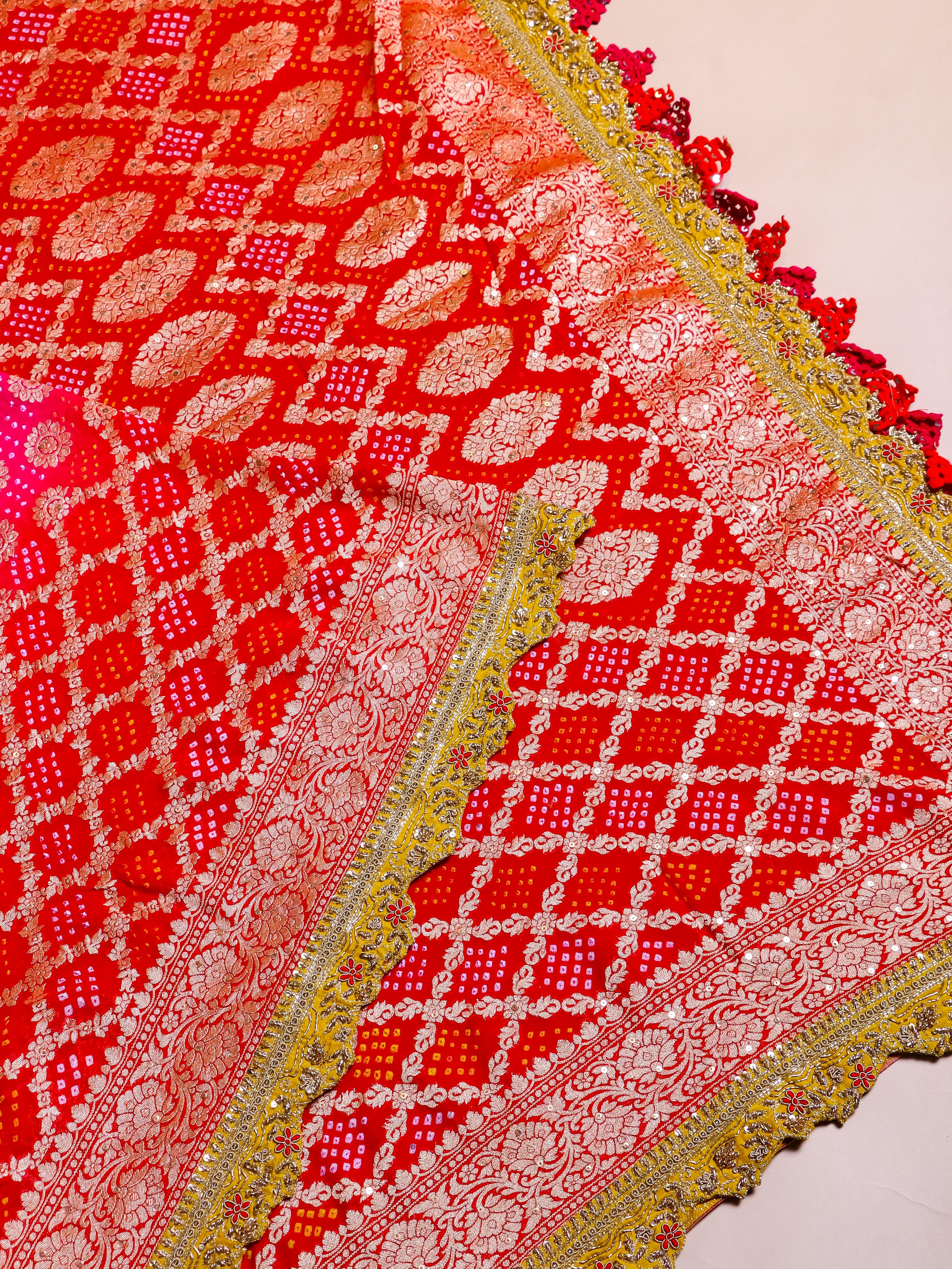 Handwoven Reddish Pink Banarasi Khaddi Silk Saree - Sumangal Ekam
