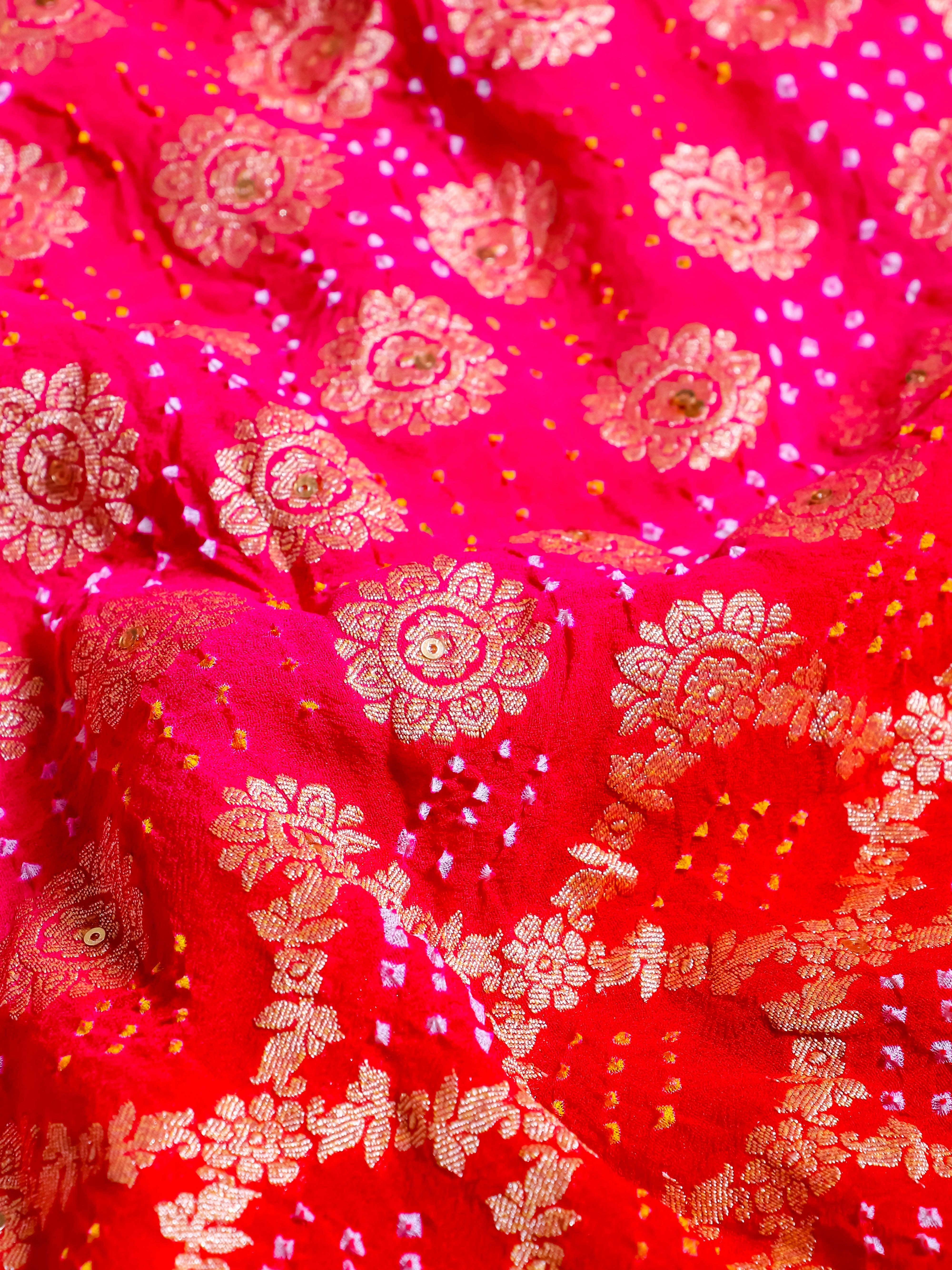 Handwoven Reddish Pink Banarasi Khaddi Silk Saree - Sumangal Ekam