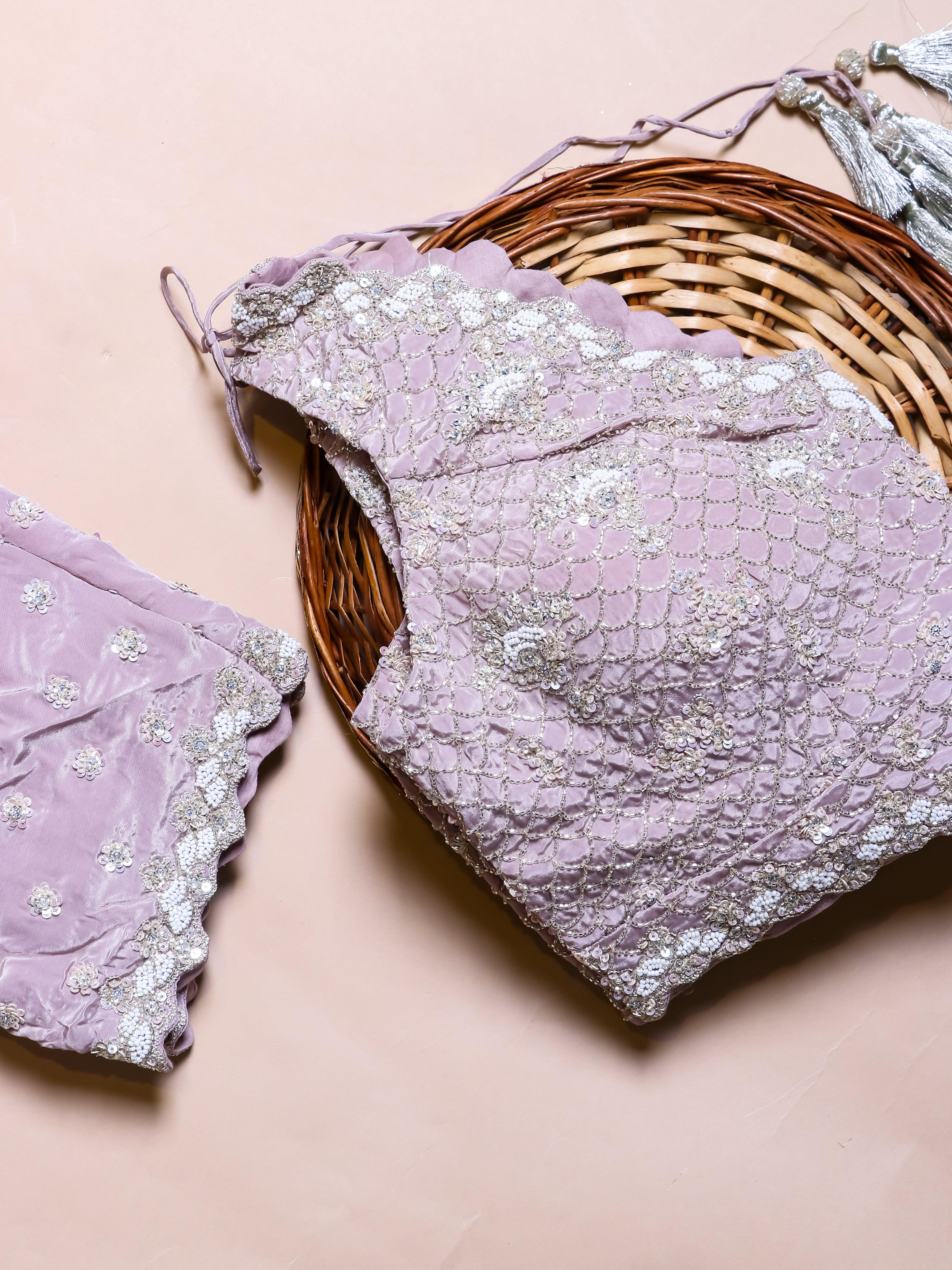 Designer Lavender Crepe Silk Saree - Sumangal Ekam