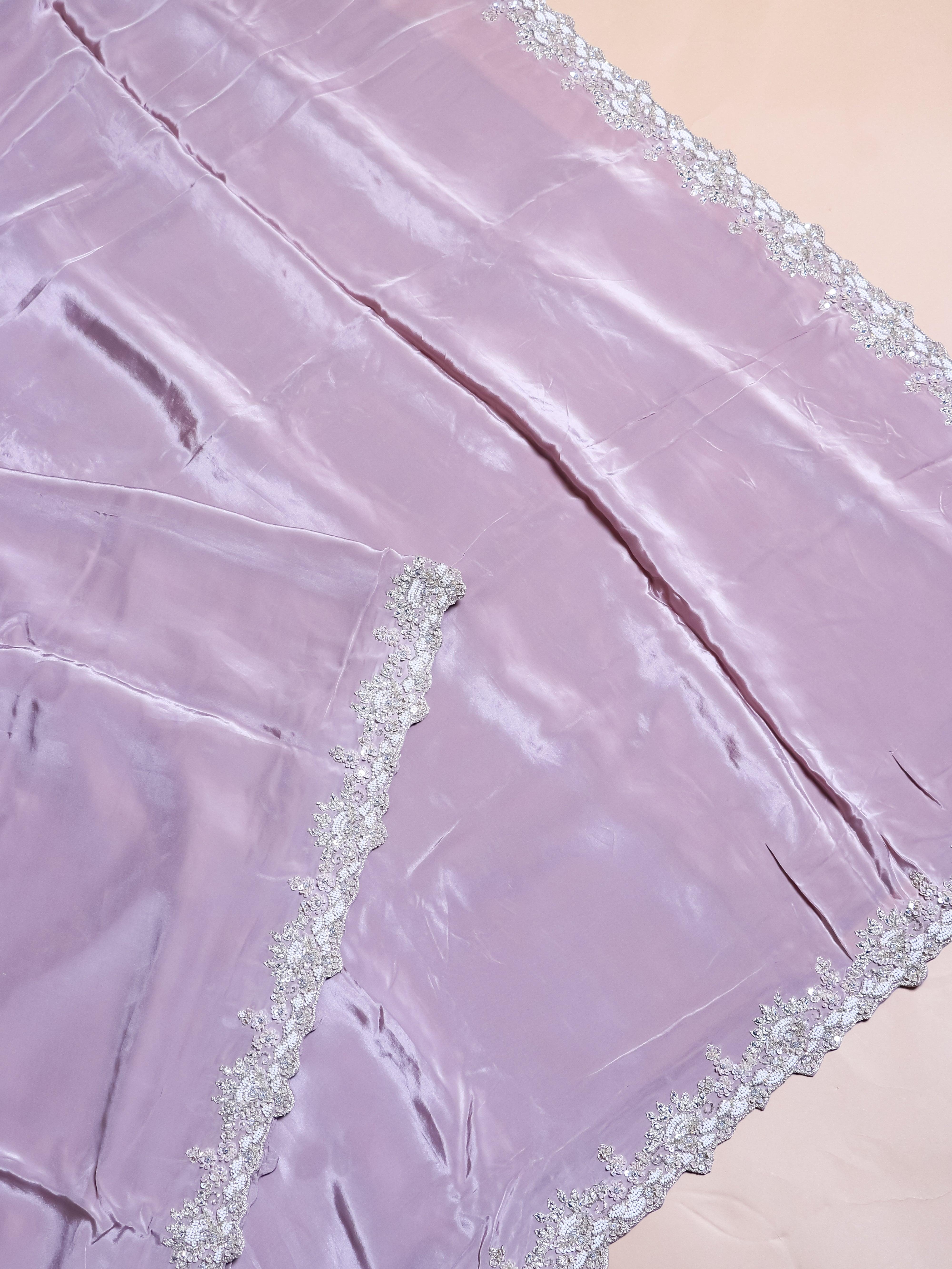 Designer Lavender Crepe Silk Saree - Sumangal Ekam