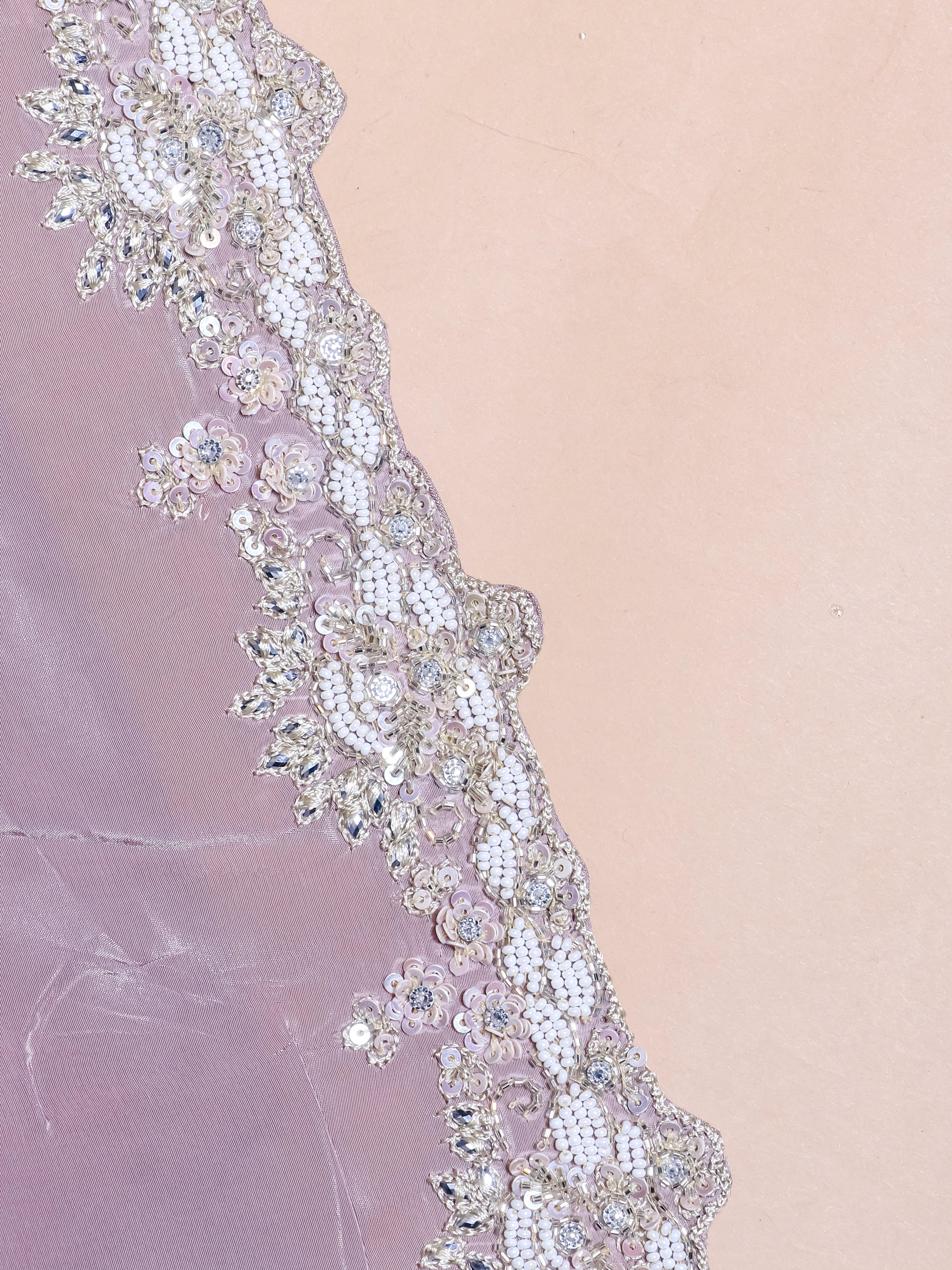 Designer Lavender Crepe Silk Saree - Sumangal Ekam