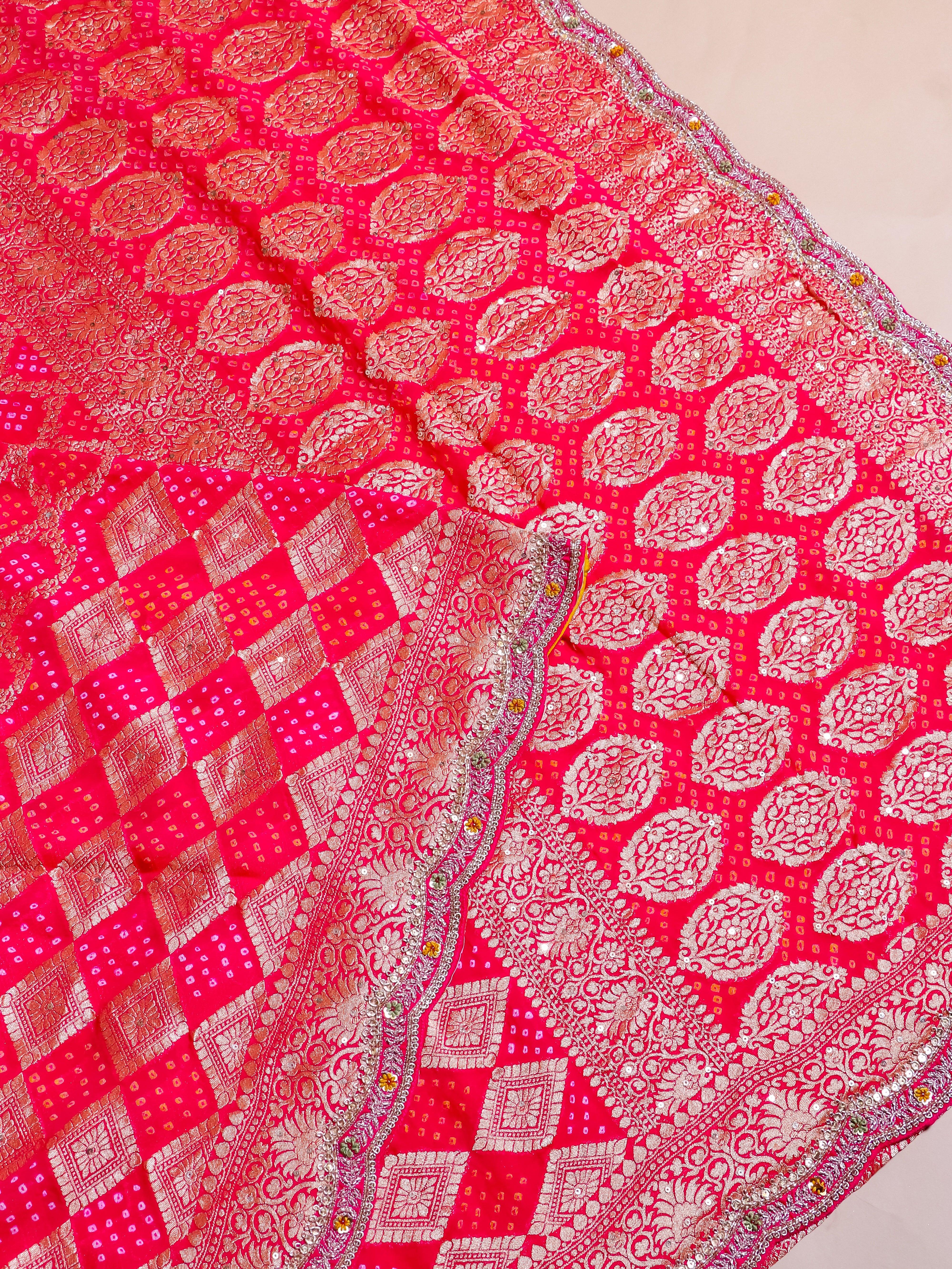 Handwoven Reddish Pink Banarasi Khaddi Silk Saree - Sumangal Ekam