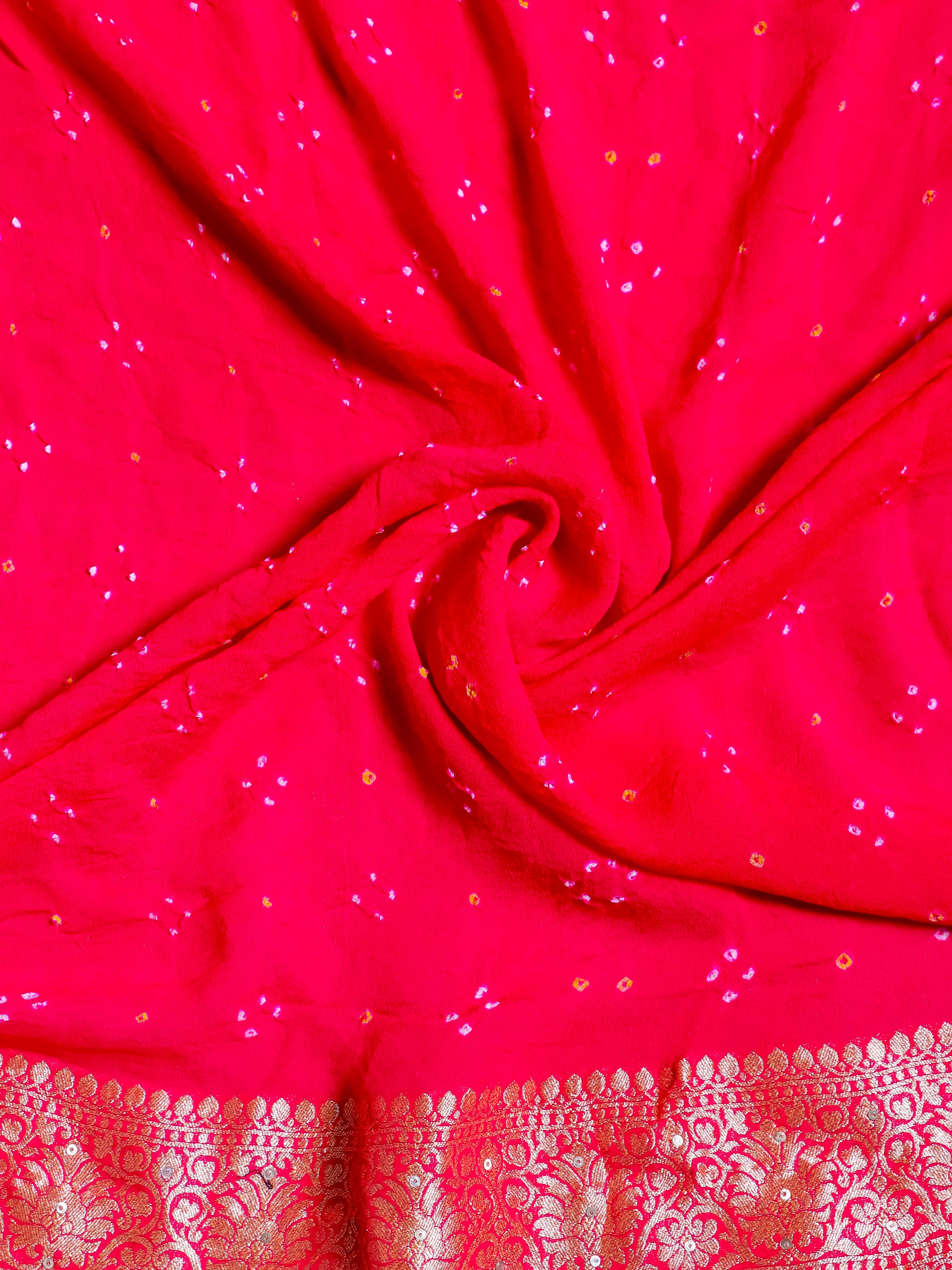 Handwoven Reddish Pink Banarasi Khaddi Silk Saree - Sumangal Ekam