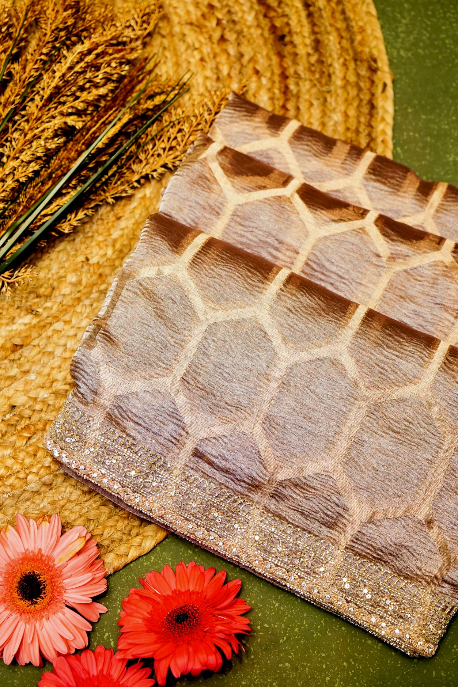 Designer Gold Tissue Silk Saree
