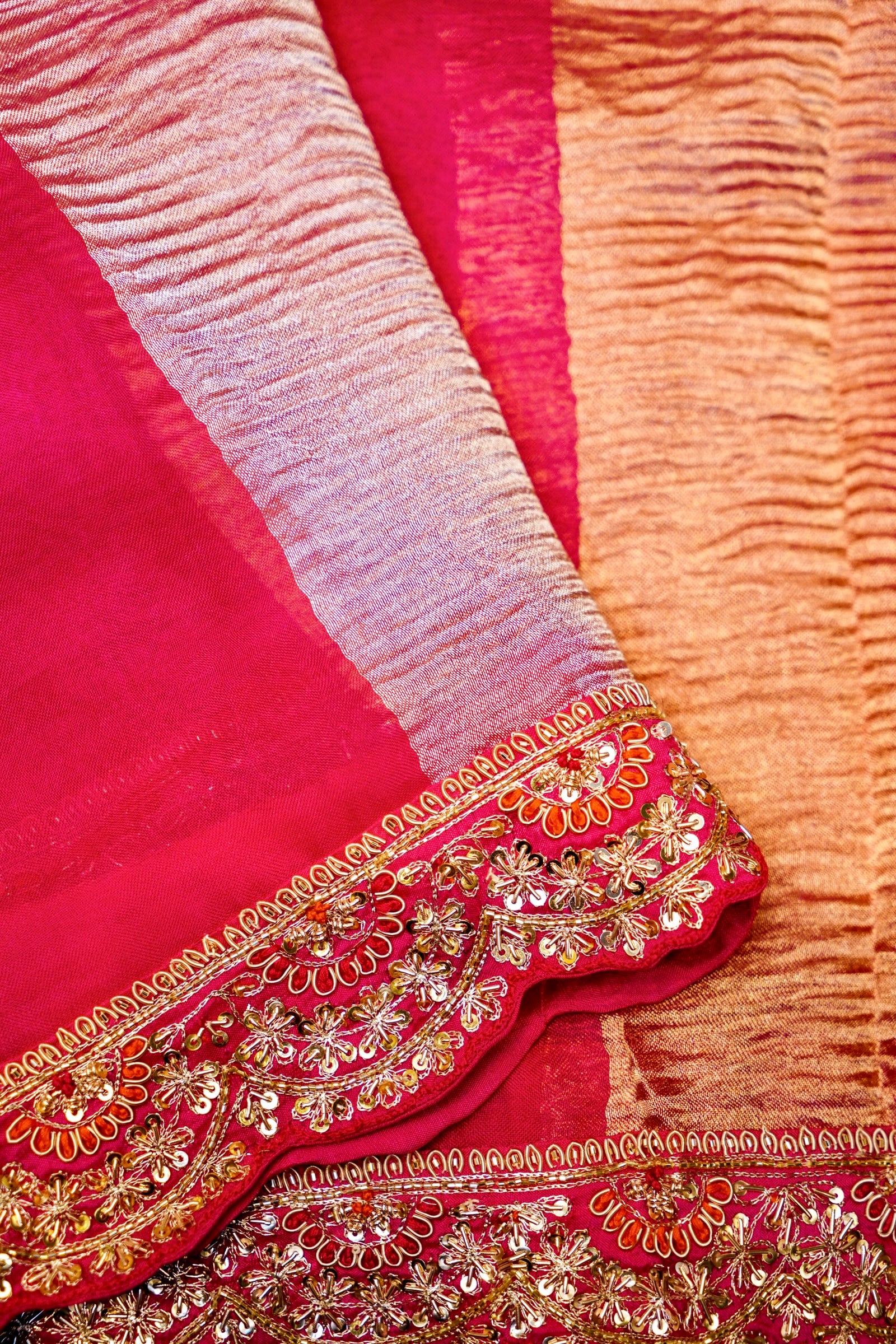 Handwoven Pink Designer Organza Saree