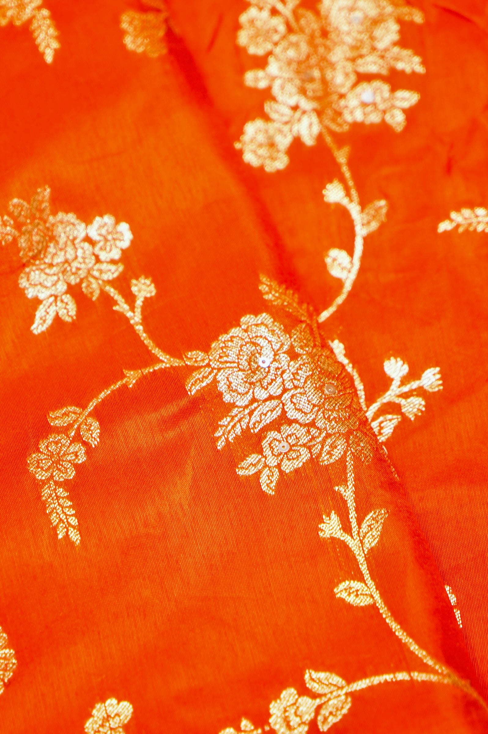 Designer Orange Moonga Silk Saree