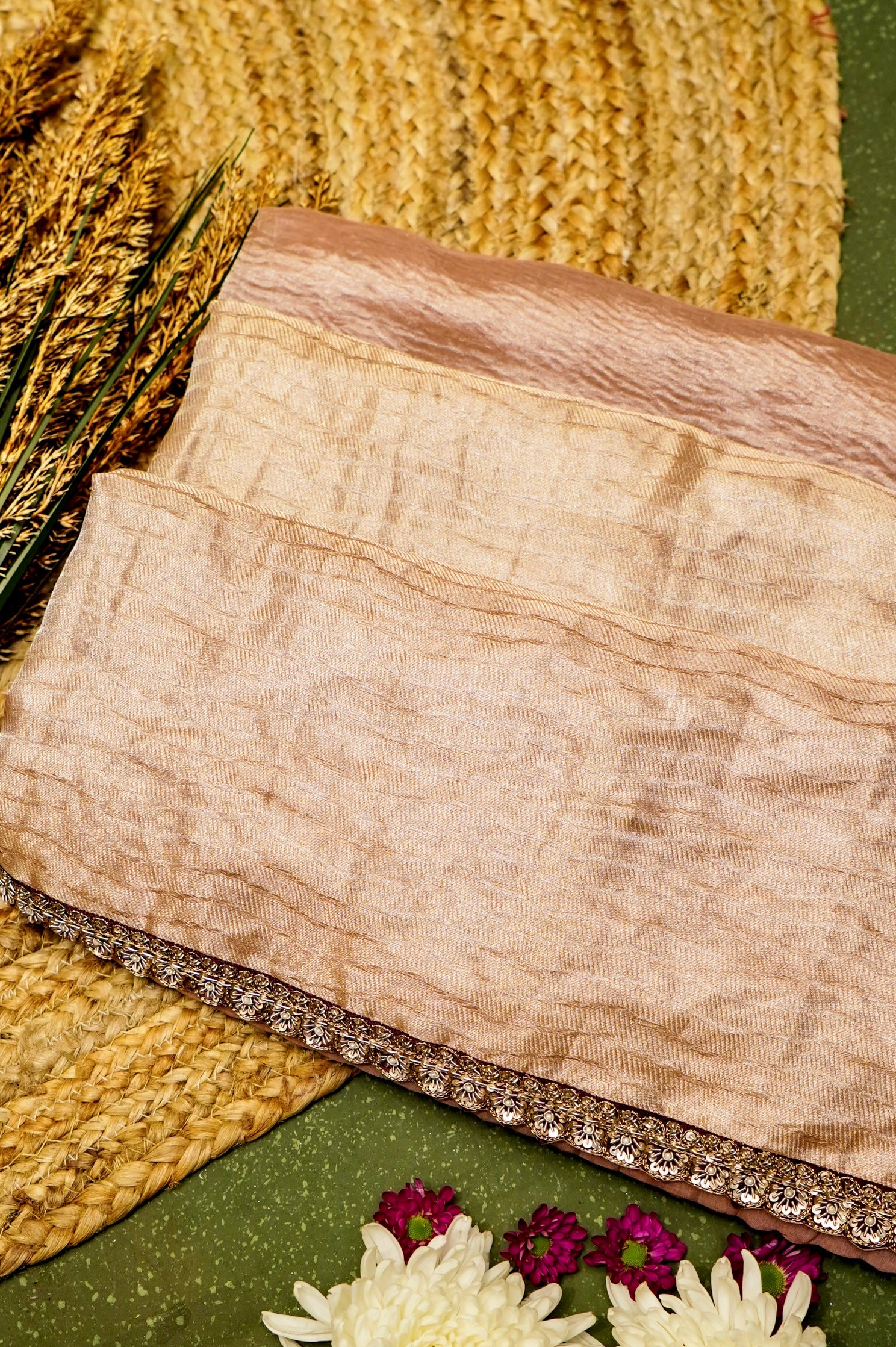 Handwoven Golden Designer Tissue Silk Saree
