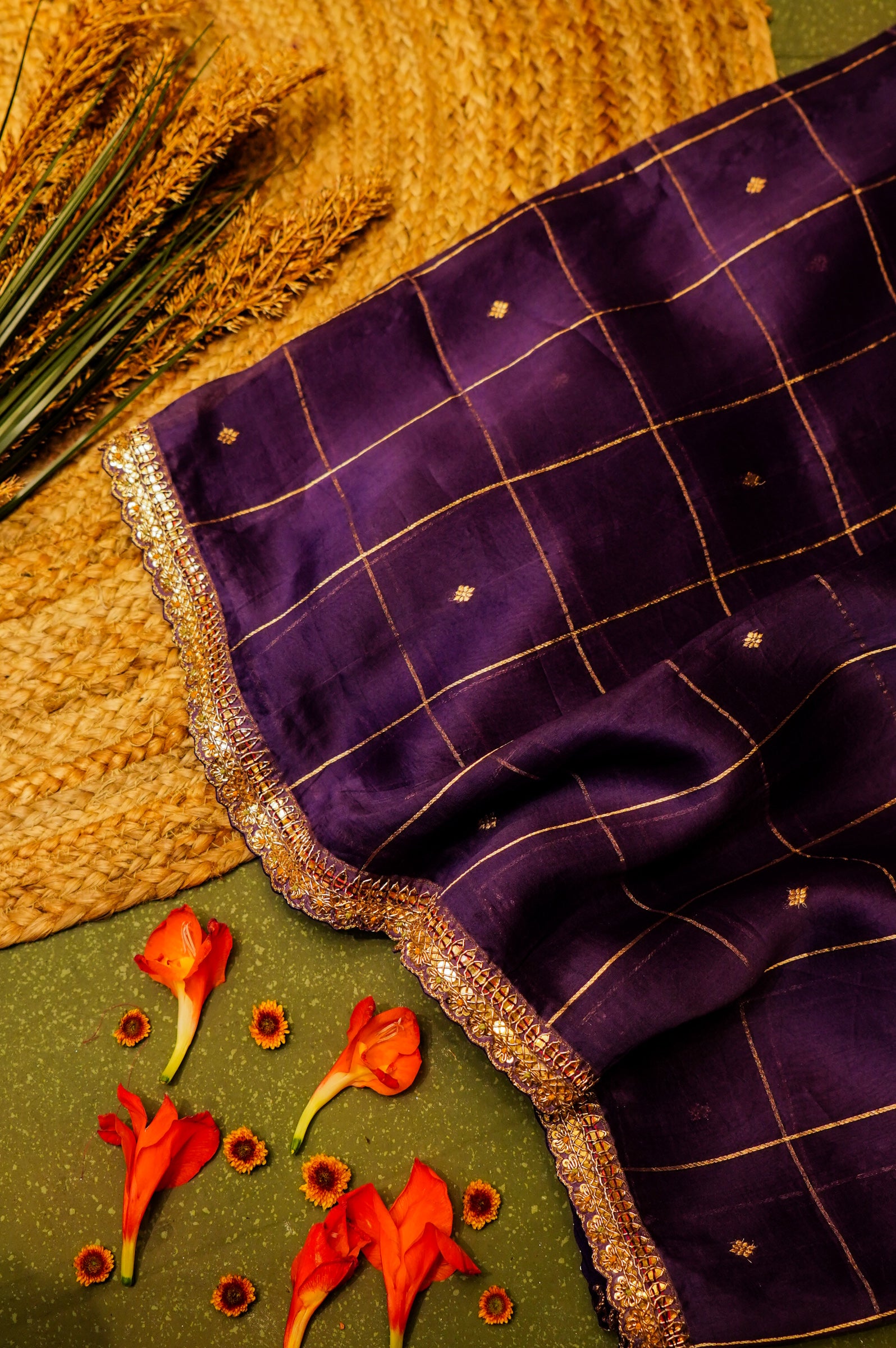 Designer Purple Organza Saree