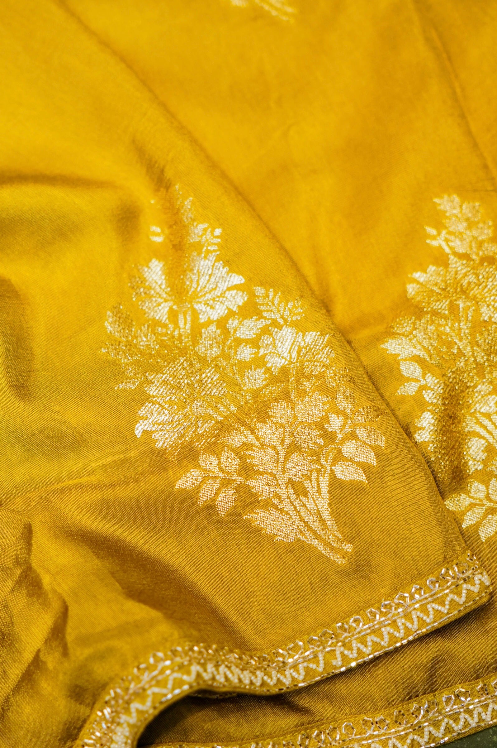 Designer Yellow Banarasi Moonga Silk Saree