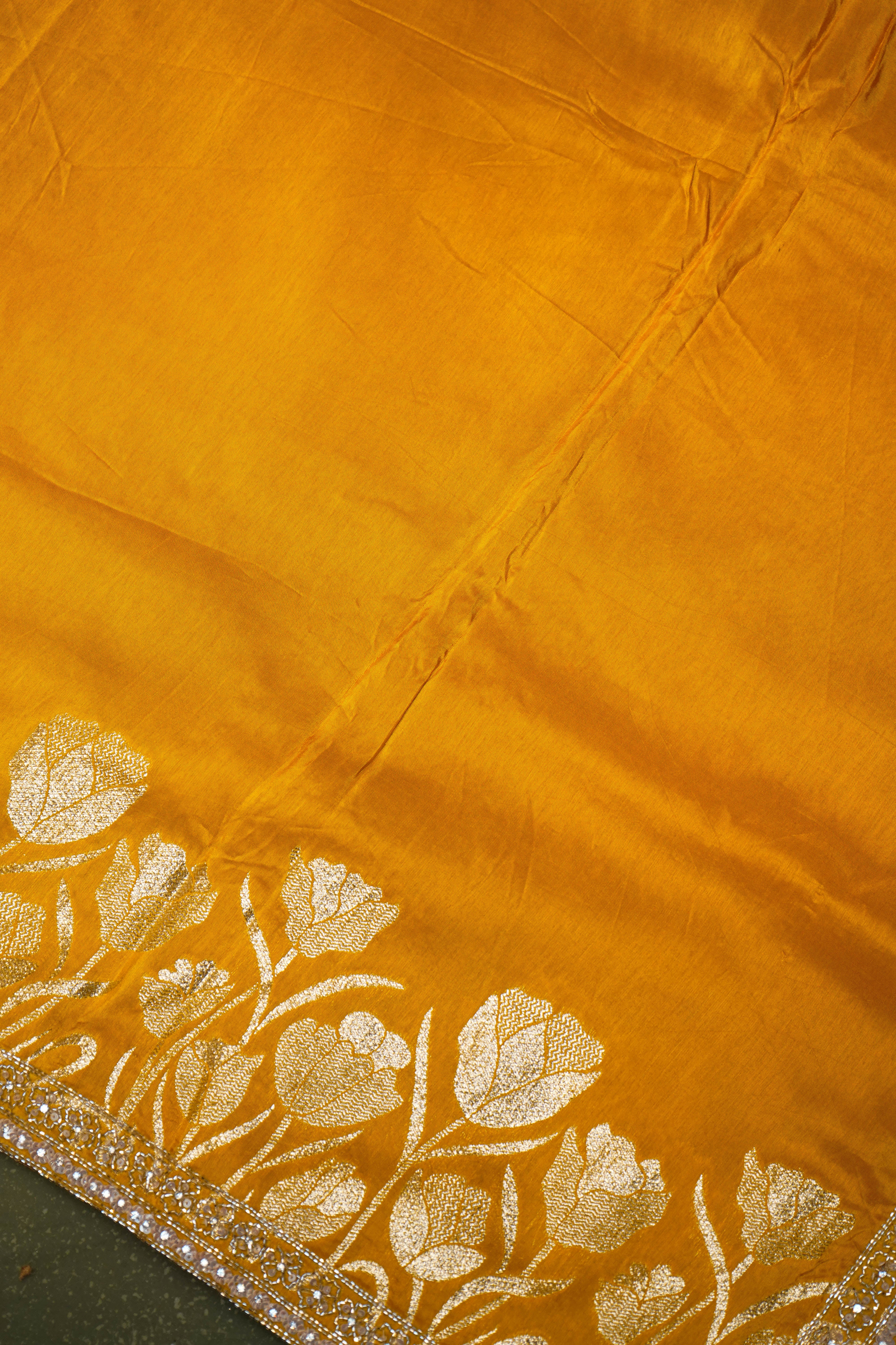 Designer Yellow Moonga Silk Saree