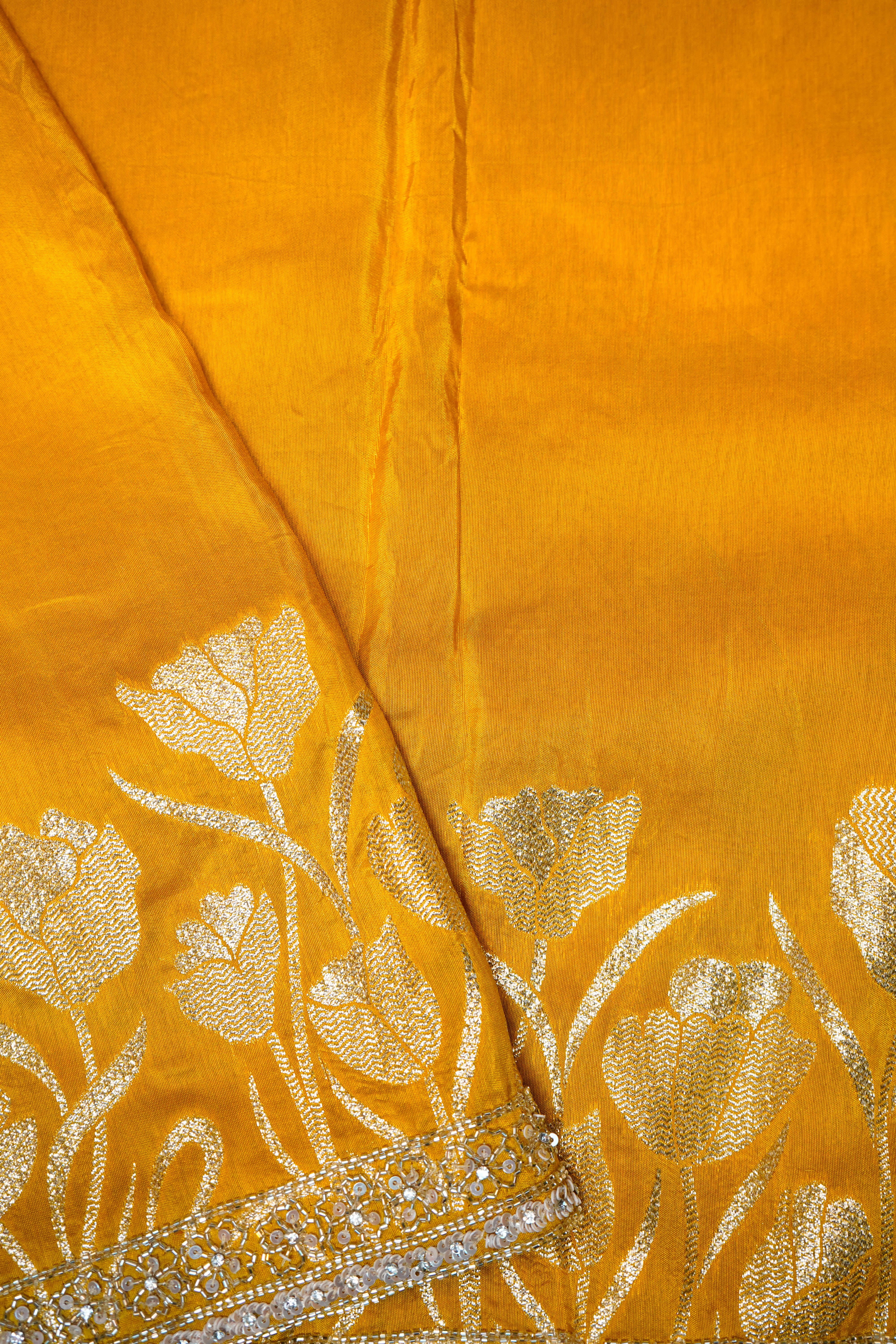 Designer Yellow Moonga Silk Saree