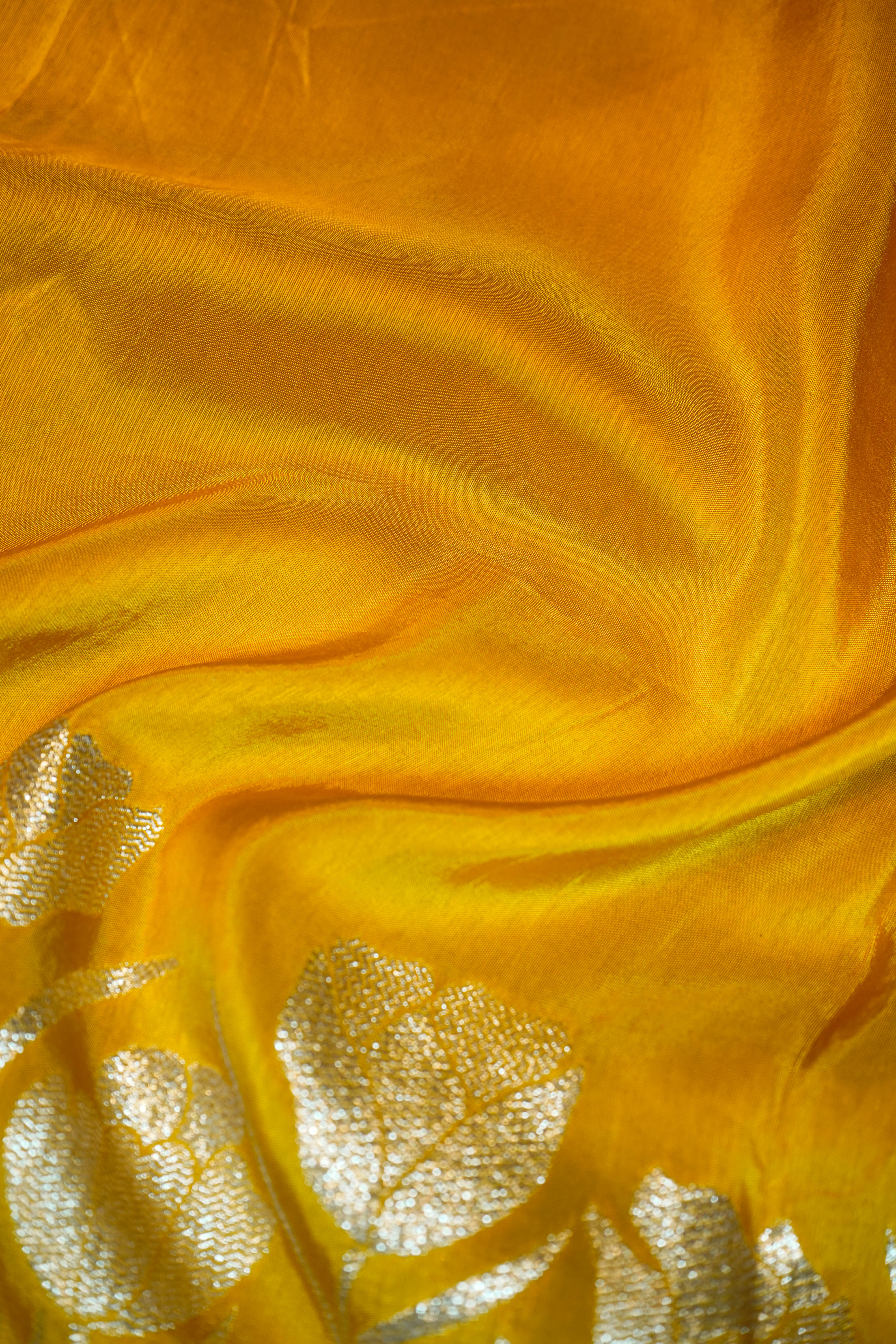 Designer Yellow Moonga Silk Saree