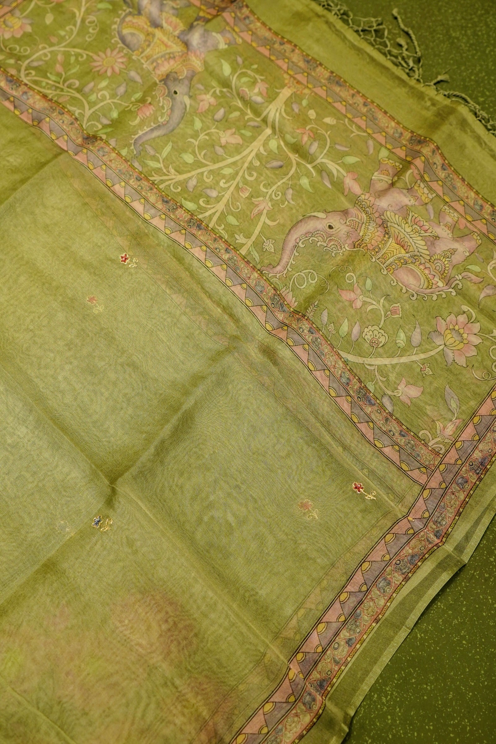 Designer Mehendi Green Organza Suit
