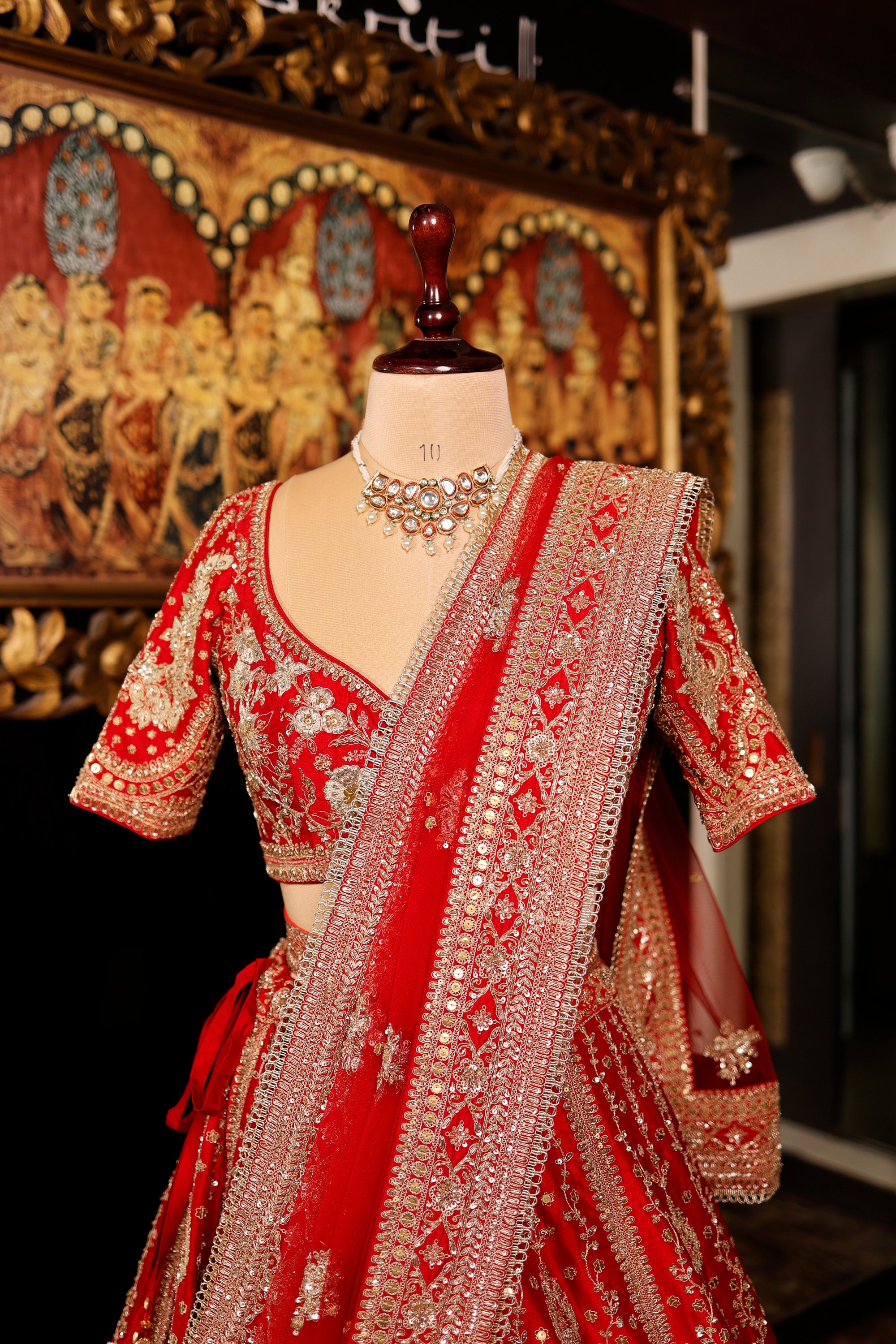 Designer Red Raw Silk Bridal Lehenga