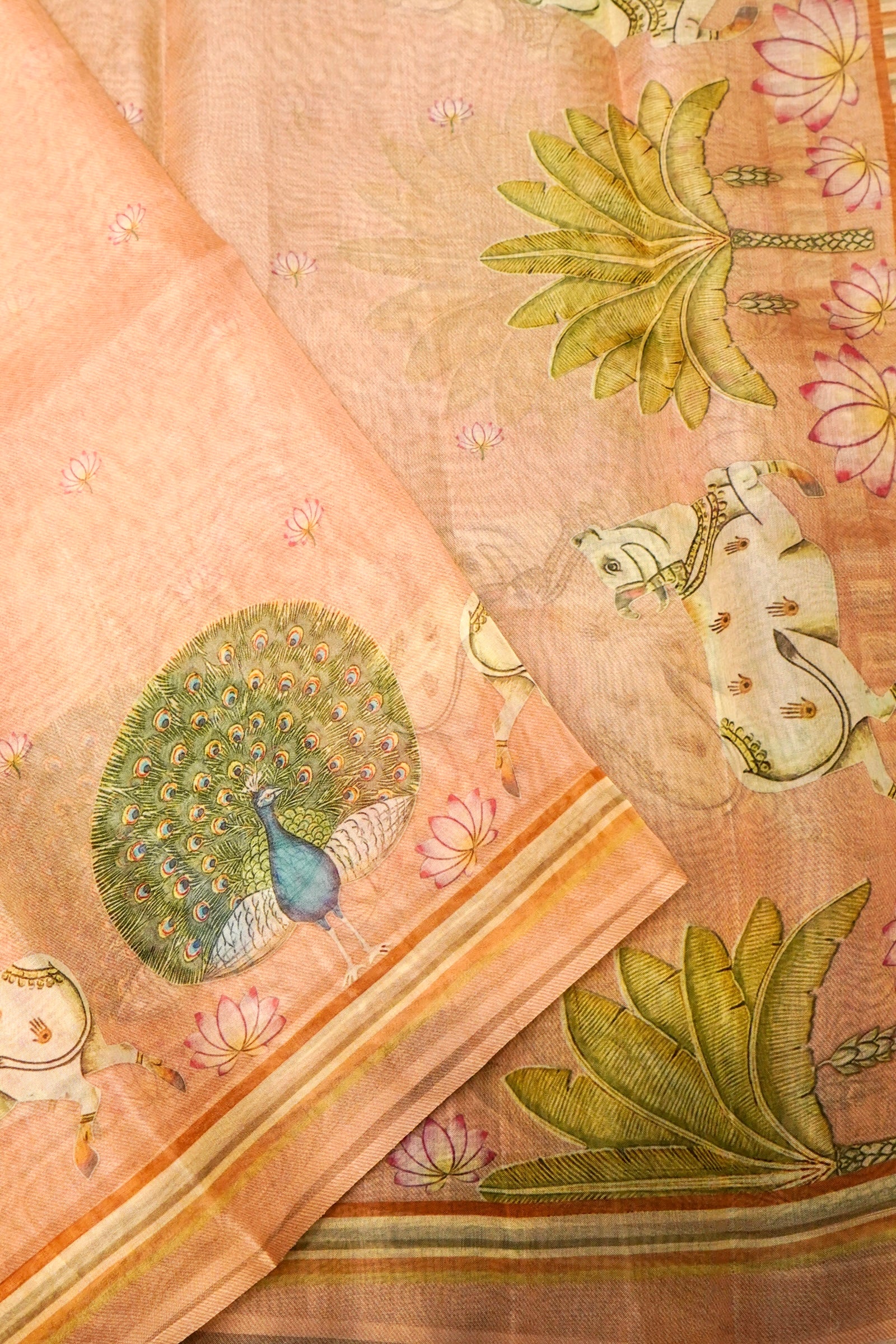 Designer Peach Organza Suit