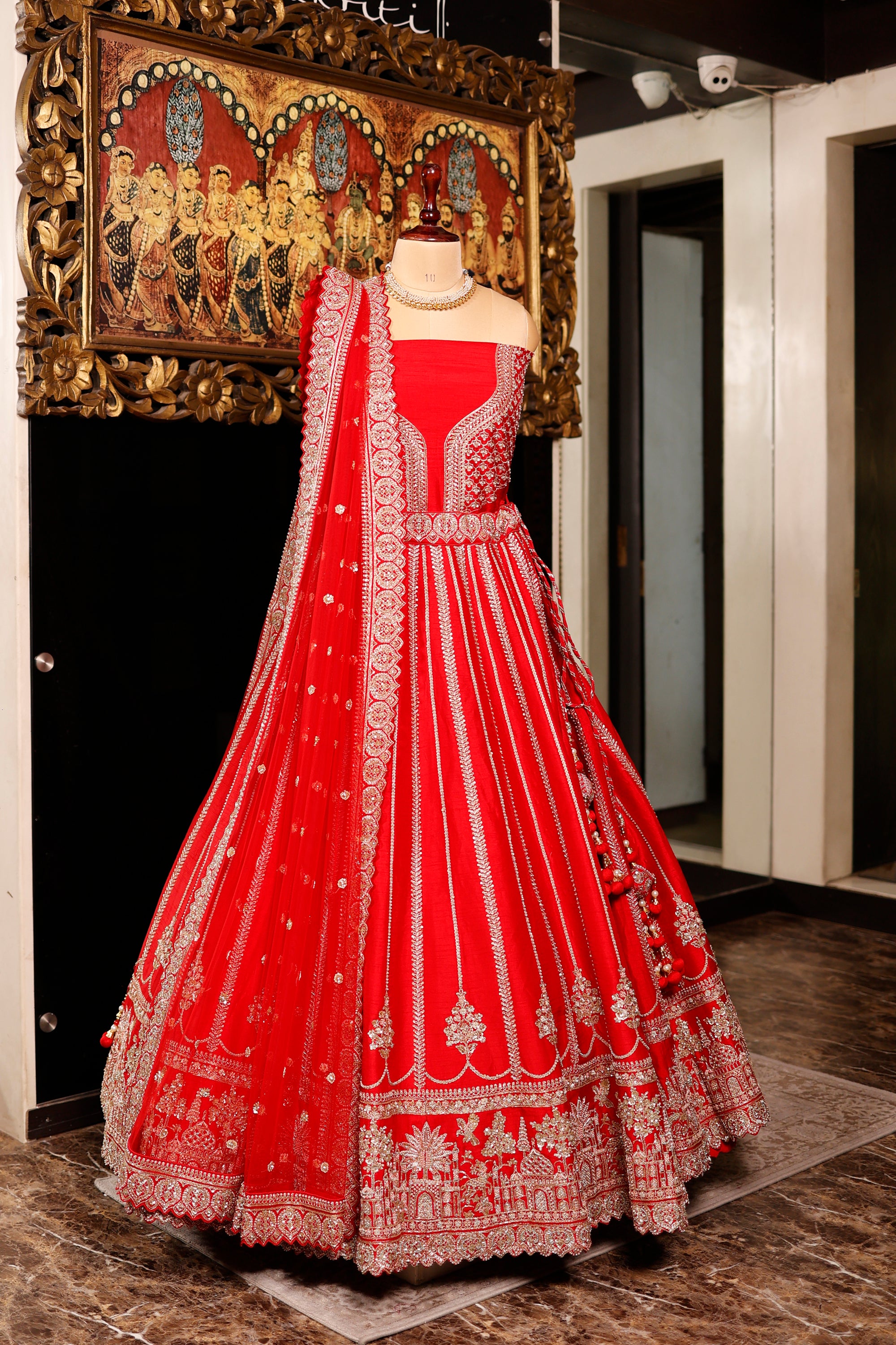 Designer Red Raw Silk Bridal Lehenga
