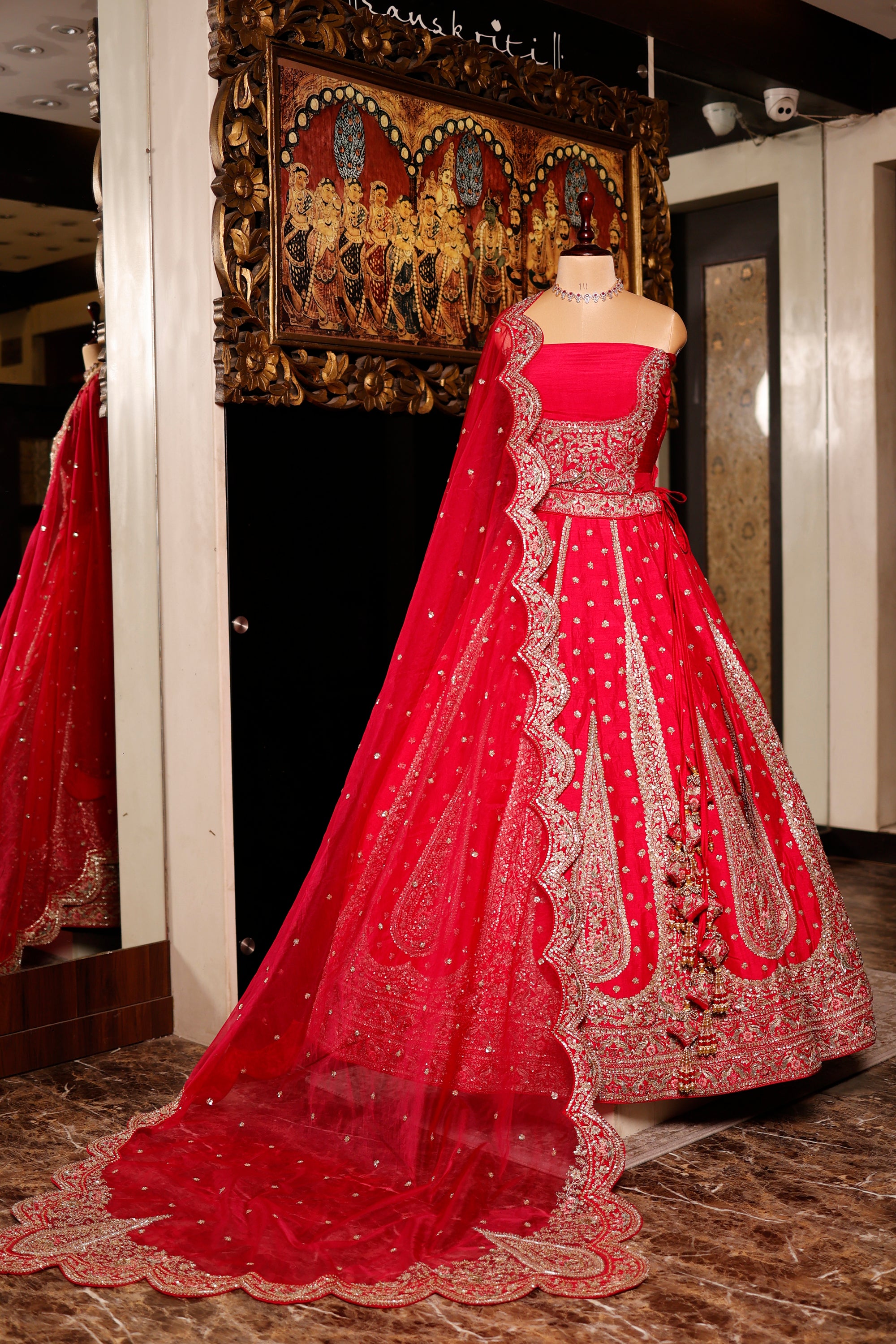 Designer Rani Pink Raw Silk Bridal Lehenga