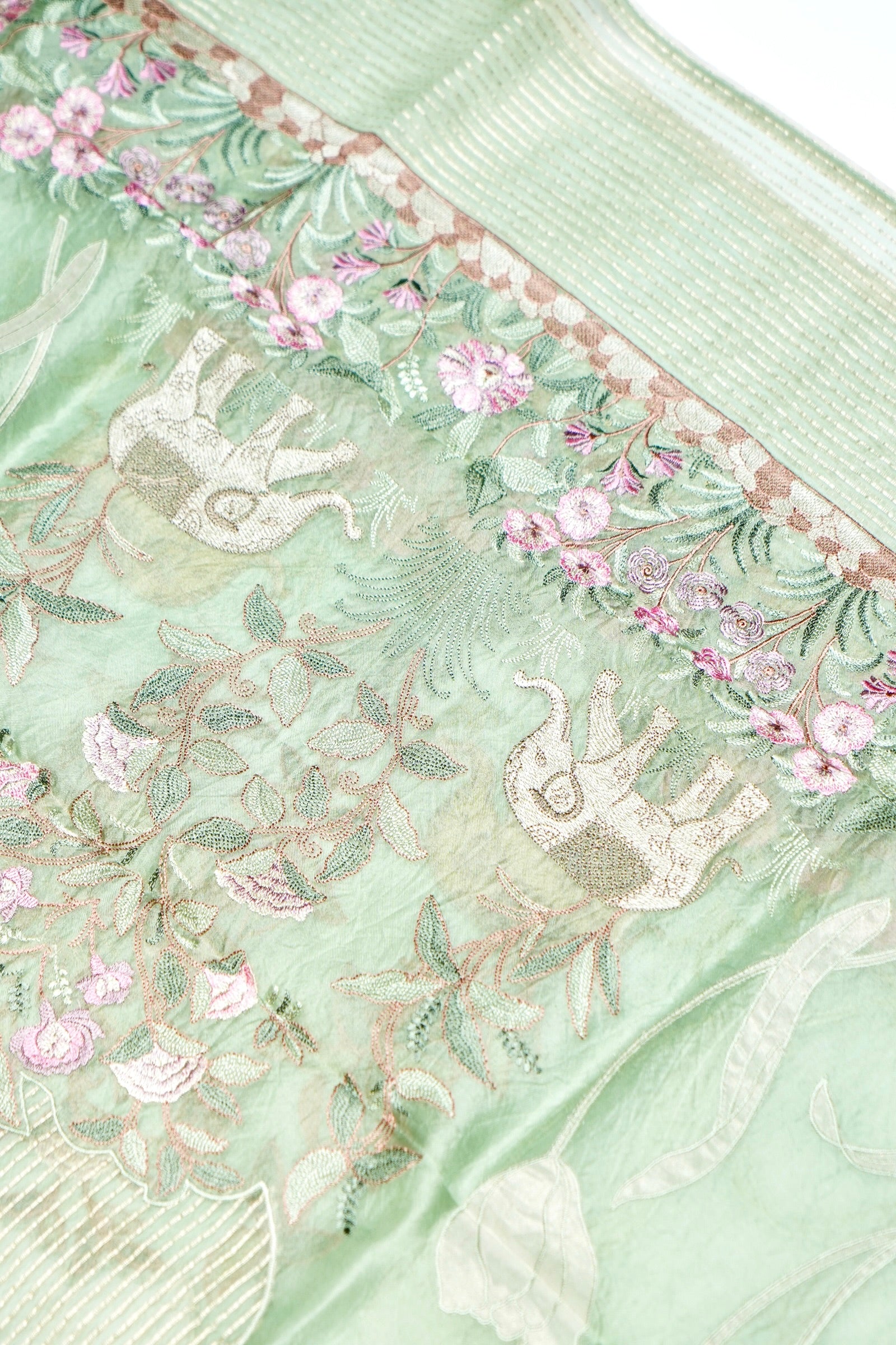 Designer Sea Green Organza Silk Suit