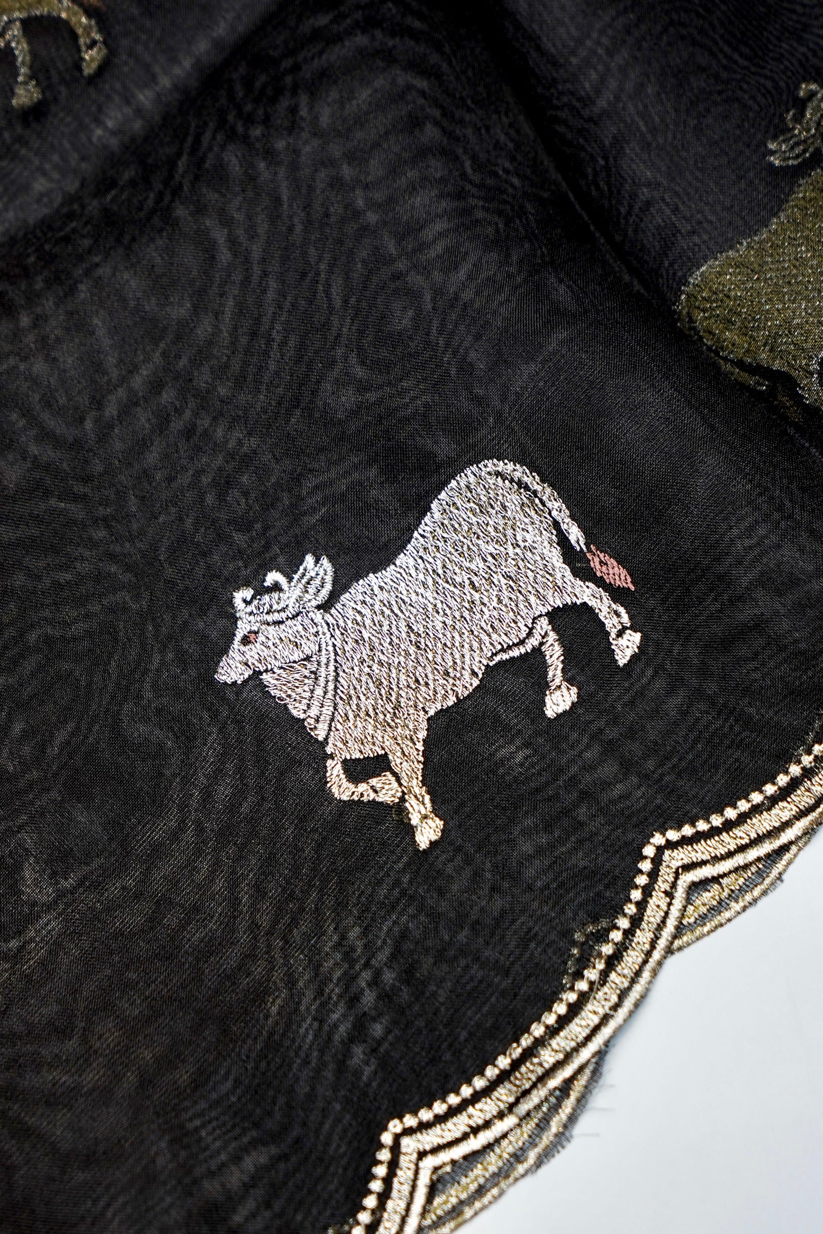 Designer Black Organza Silk Suit