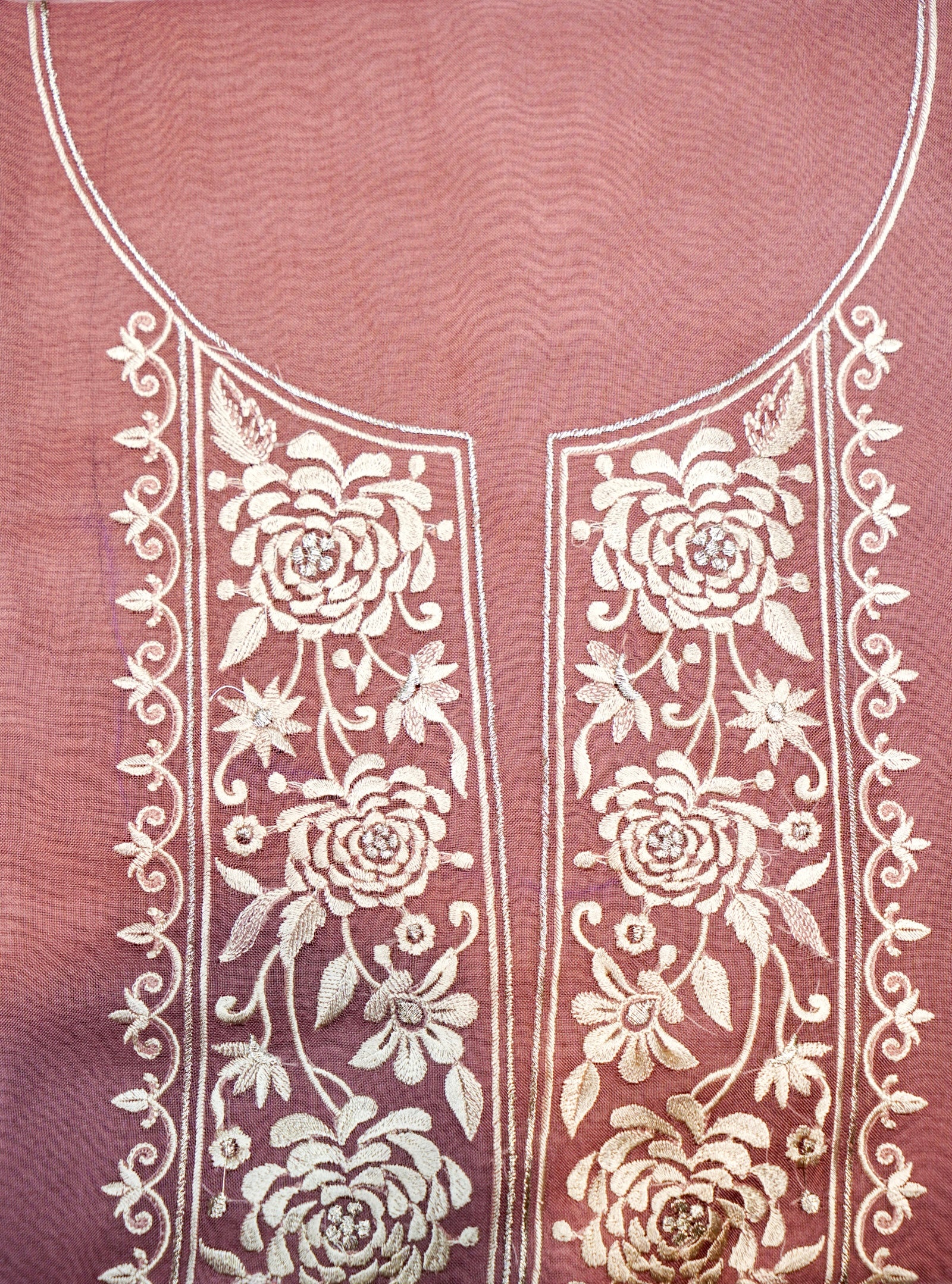 Designer Onion Pink Organza Silk Suit