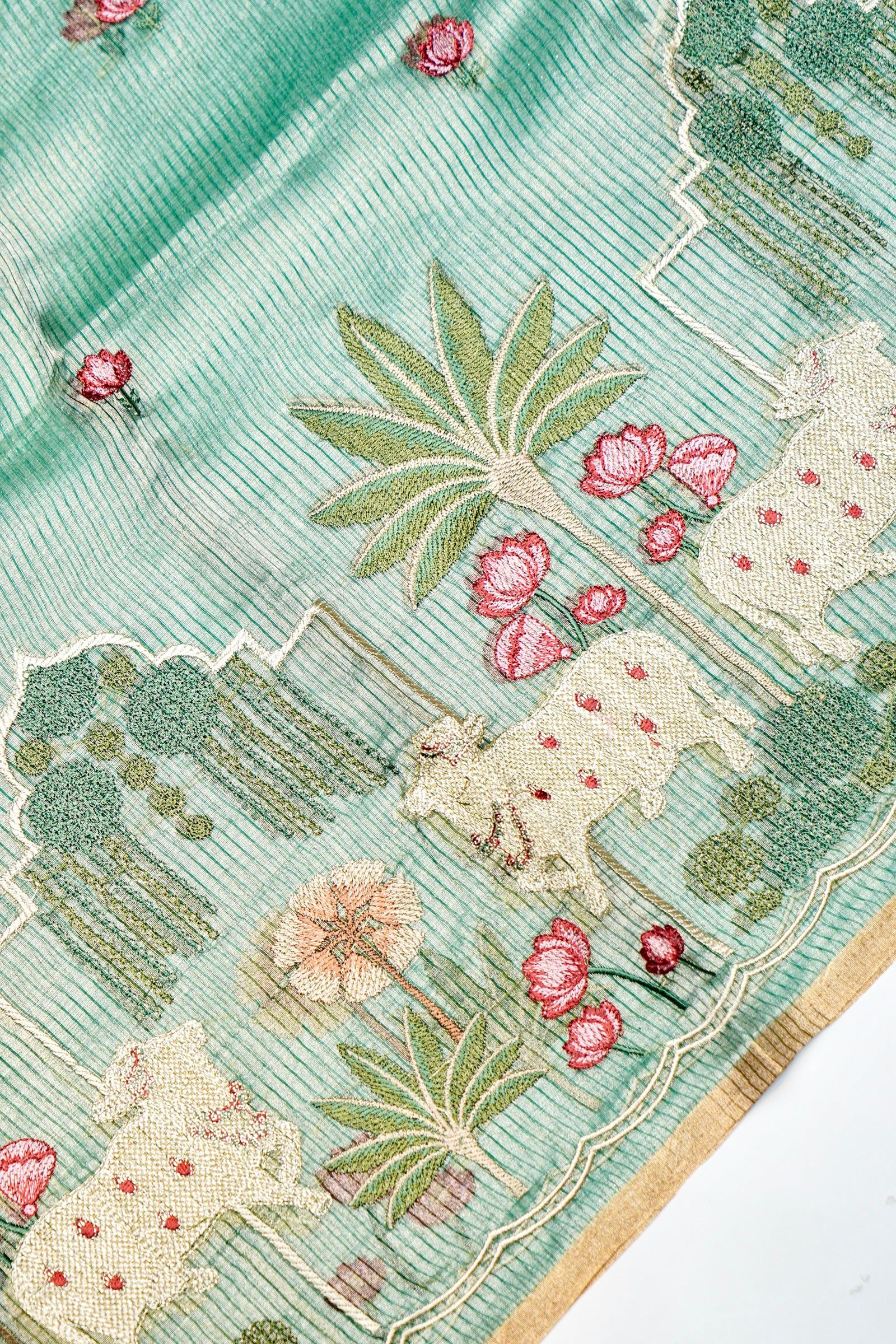 Designer Sea Green Tissue Silk Suit