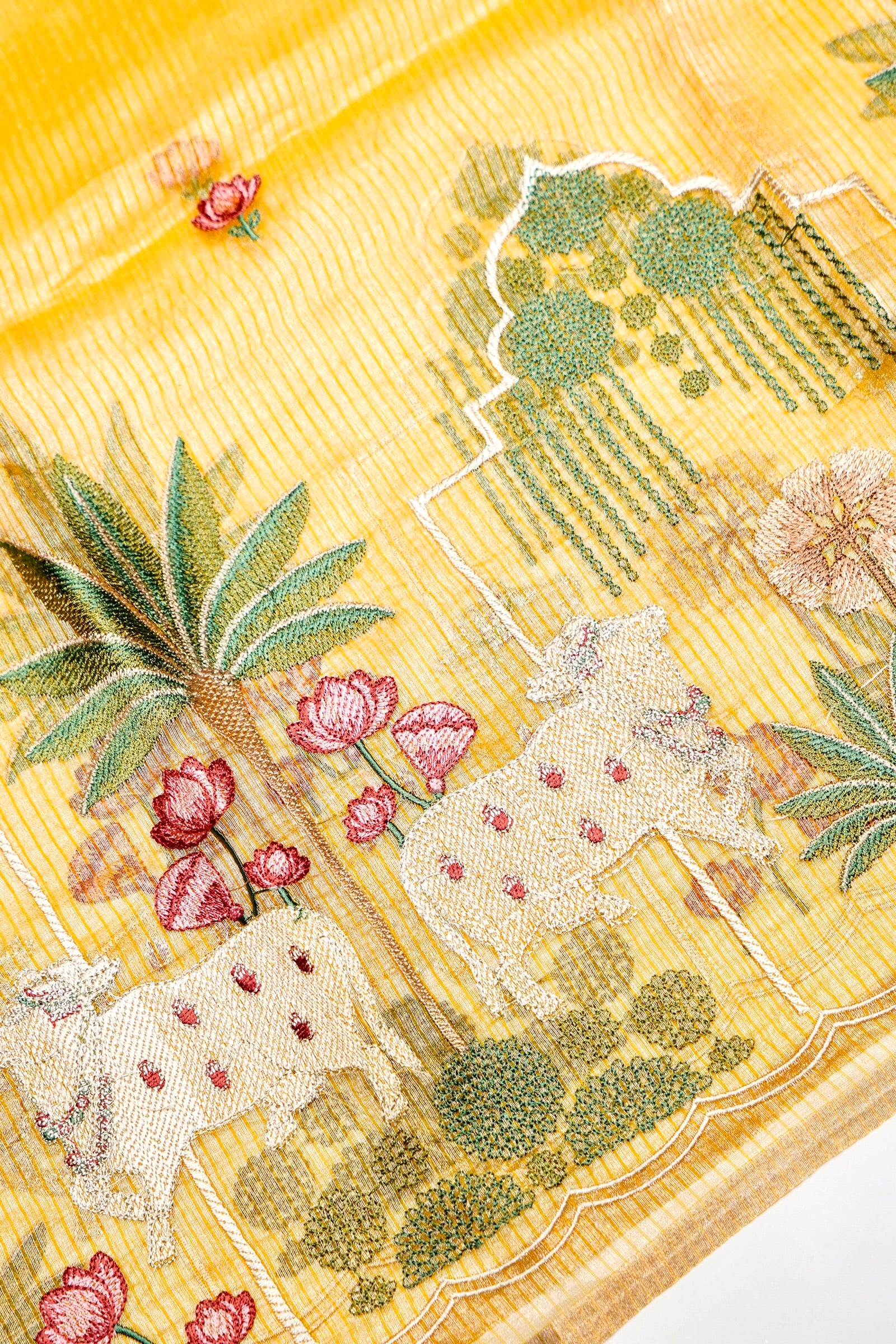 Designer Golden Yellow Tissue Silk Suit