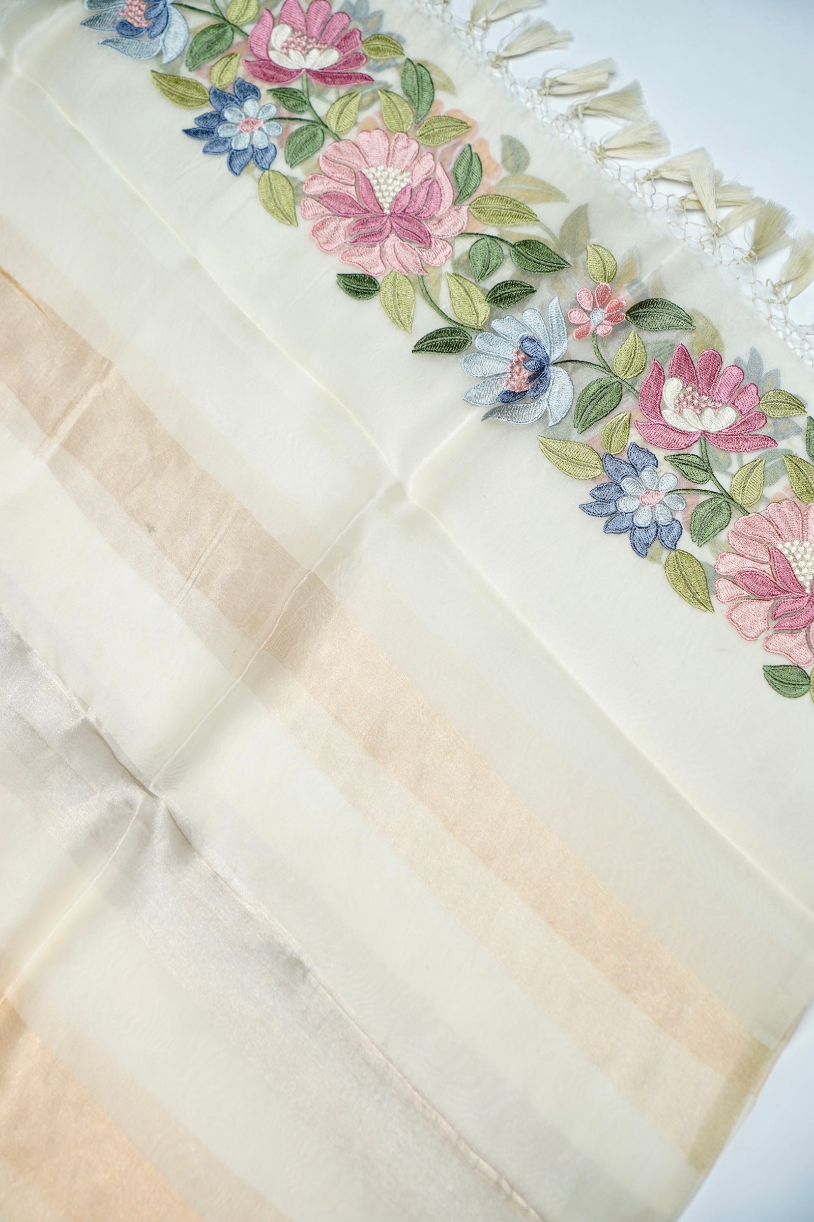 Designer Cream Chanderi Silk Suit