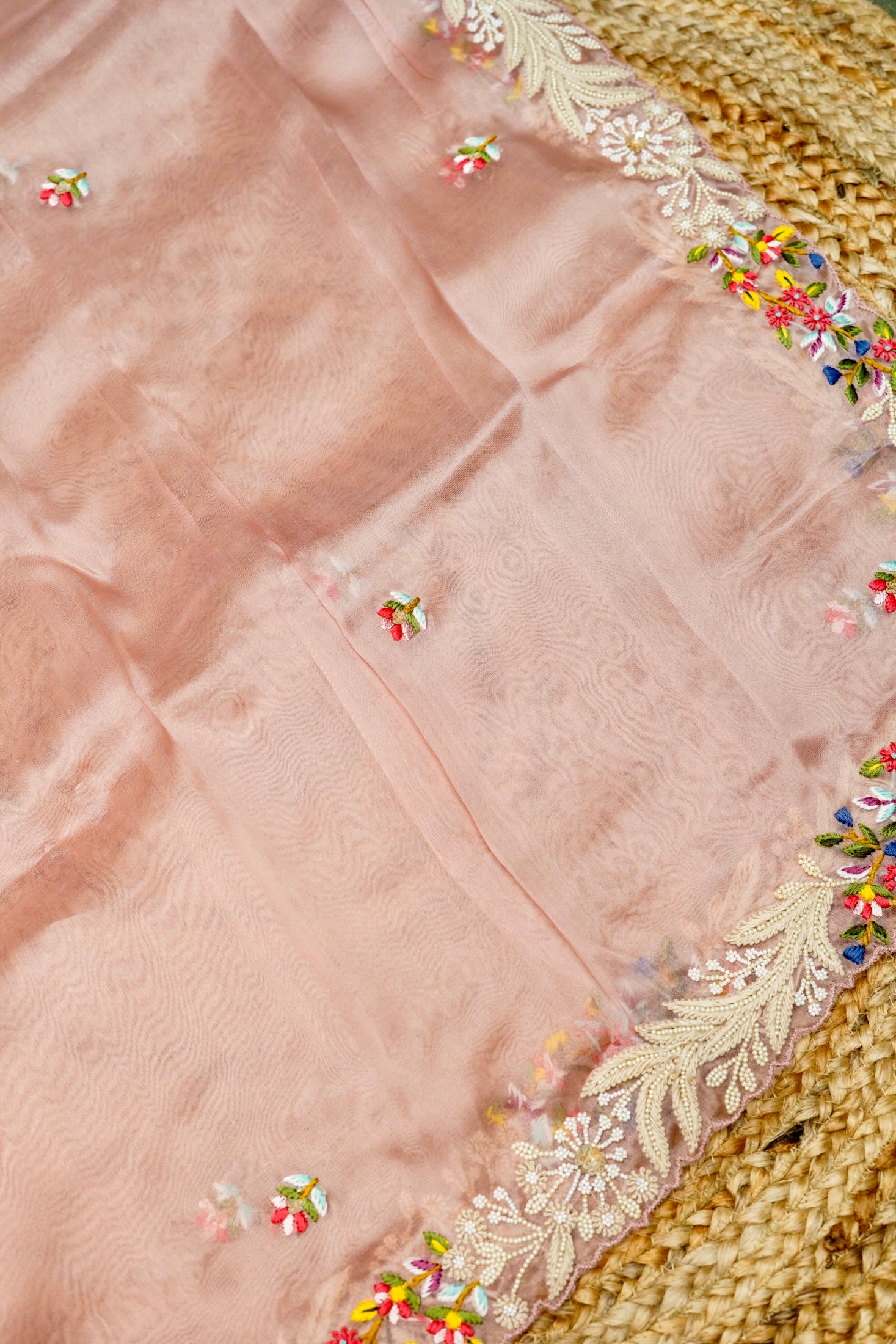 Designer Baby Pink Organza Suit