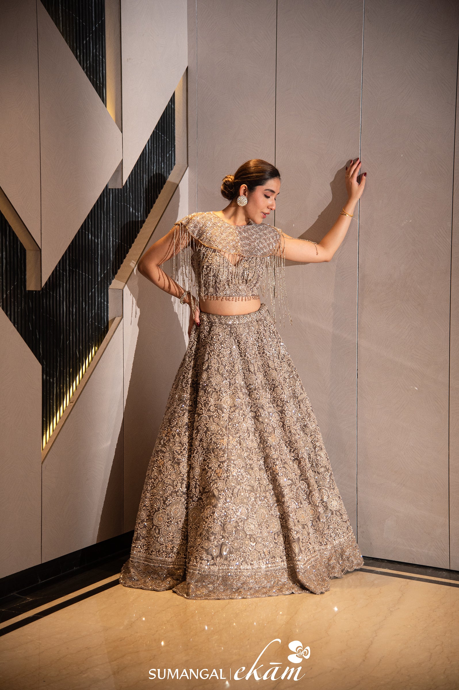 Designer Grey Net Party Wear Lehenga
