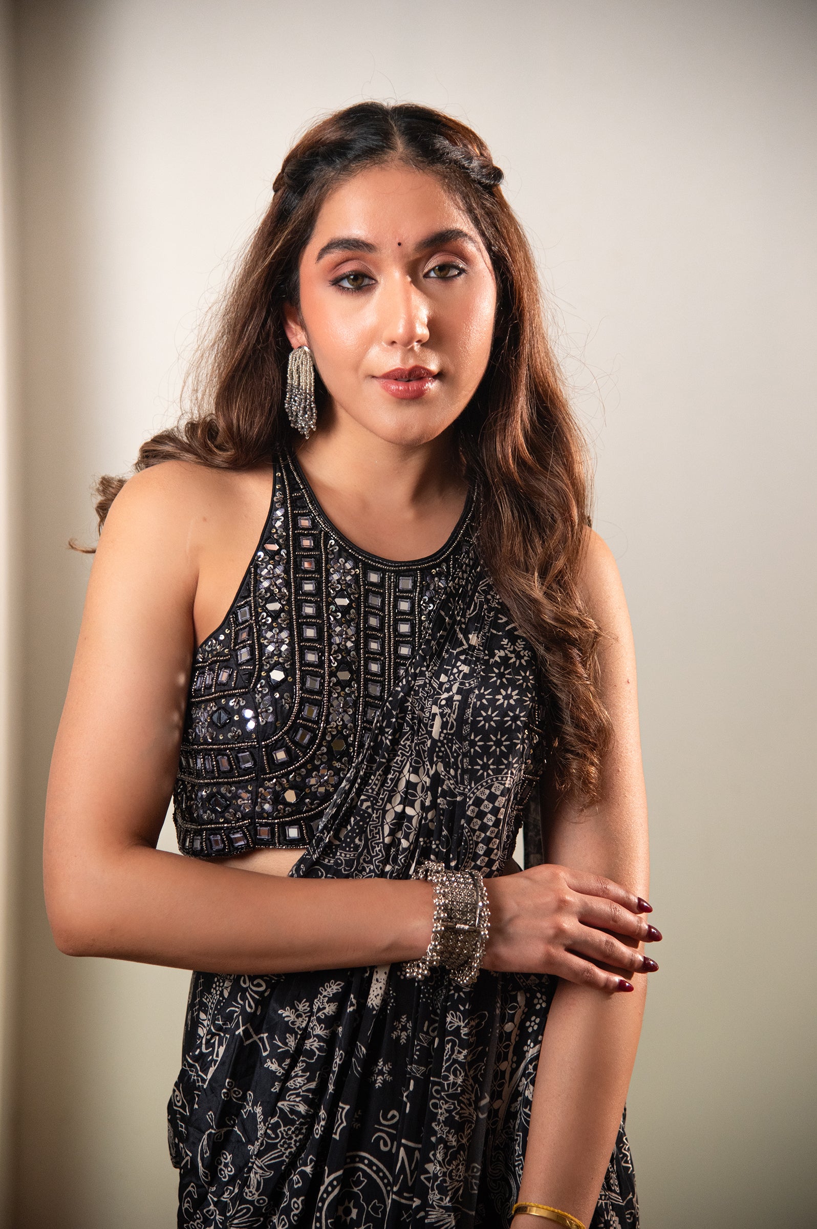 Designer Black Chiffon Cocktail Saree