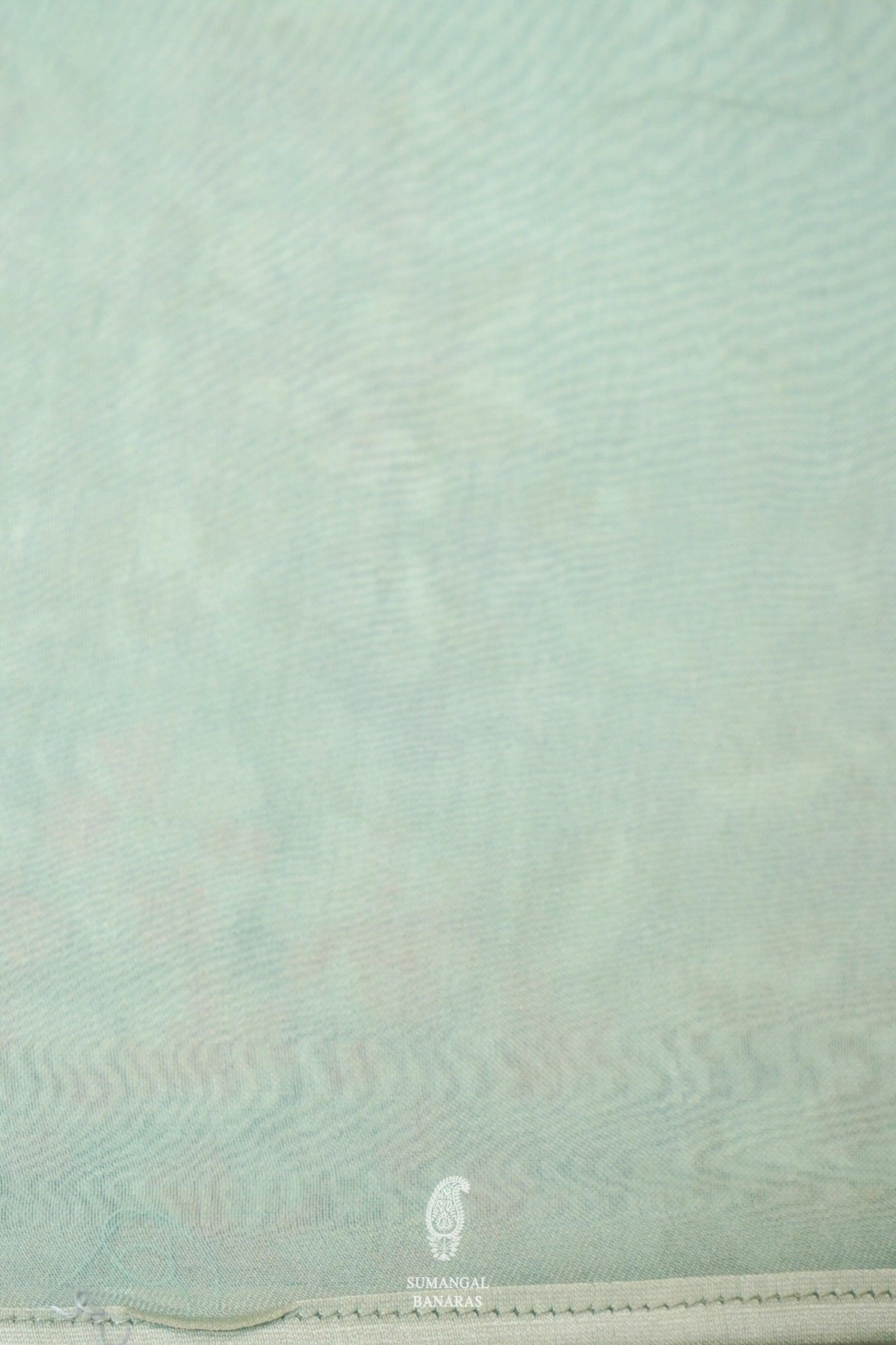  Designer Sea Green Organza Silk Saree