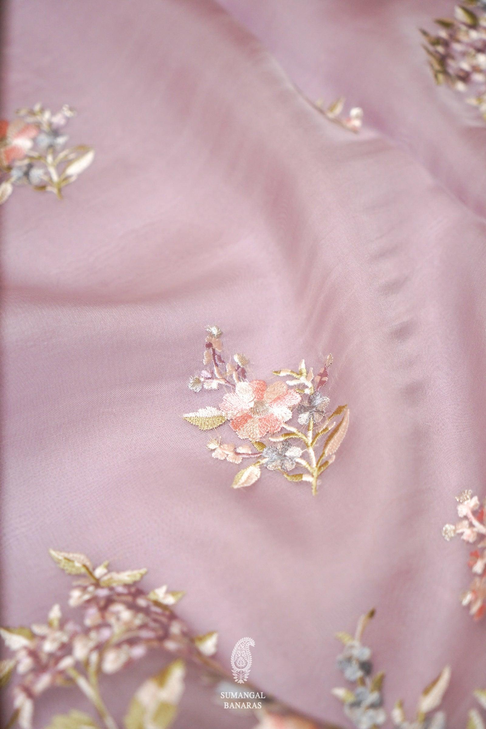  Designer Onion Pink Organza Silk Saree