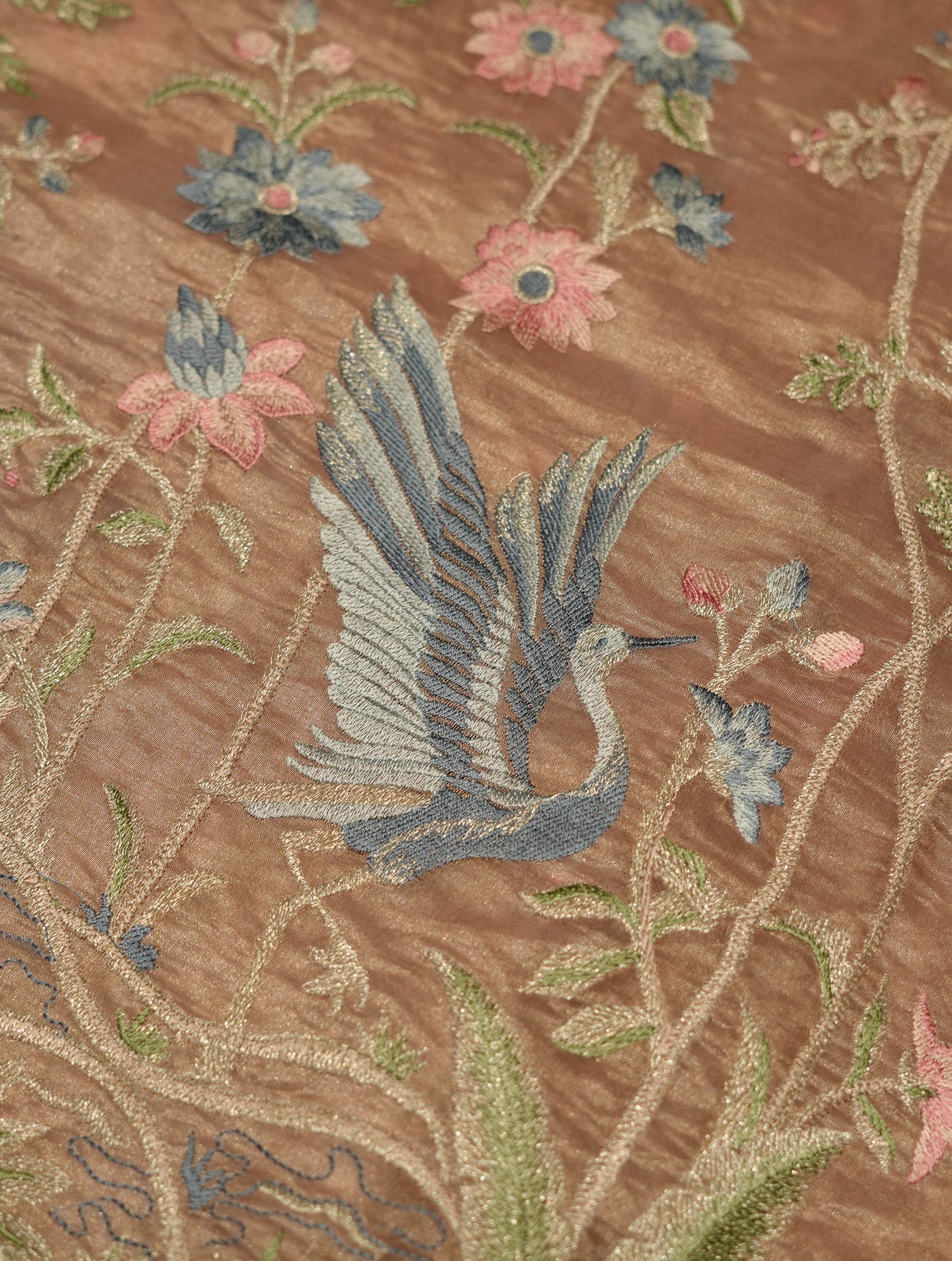 Designer Peach Tissue Silk Saree