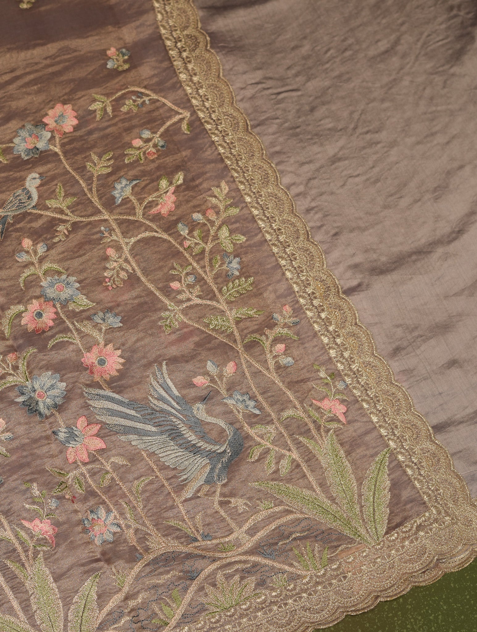 Designer Lavender Tissue Silk Saree
