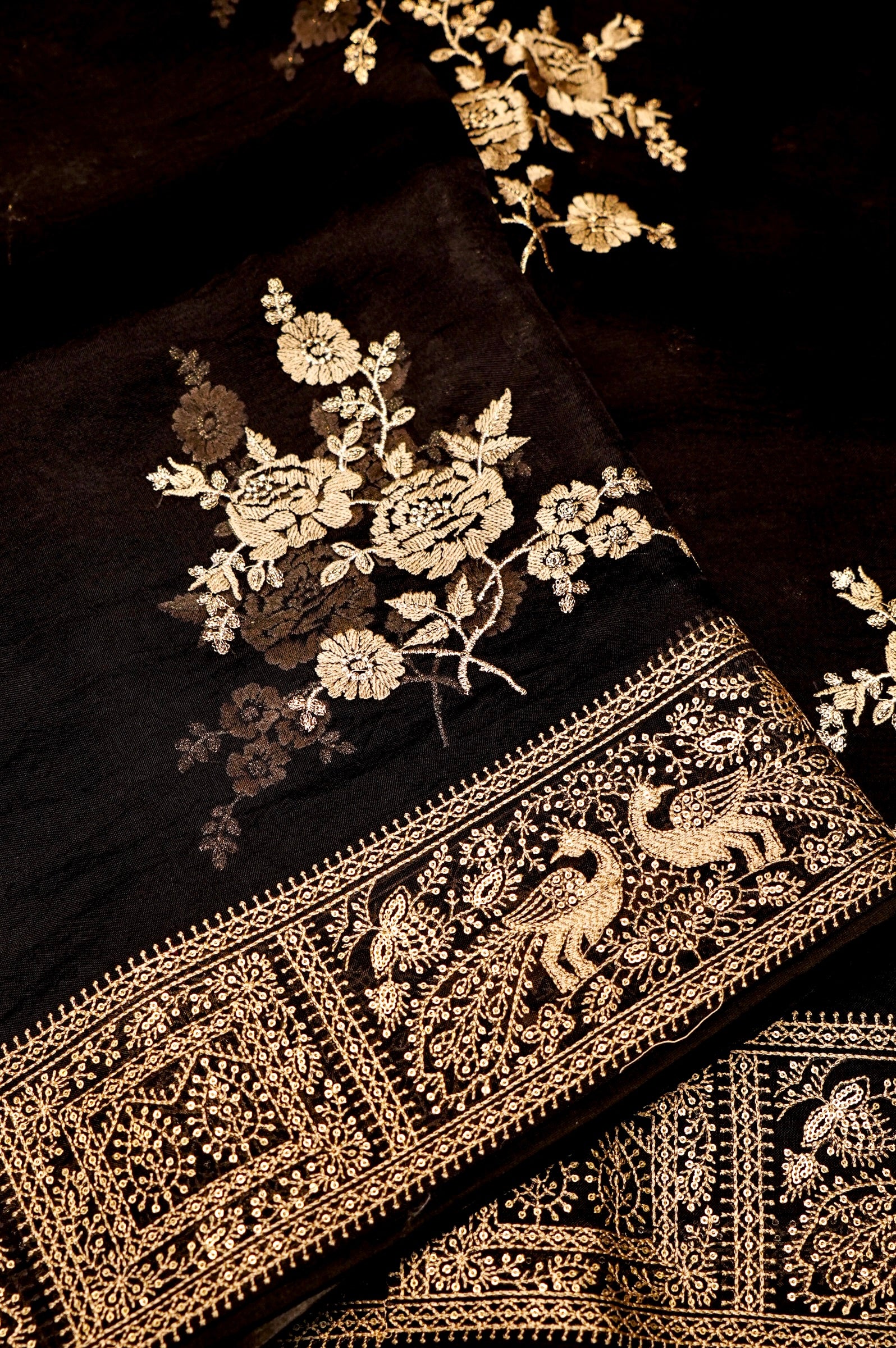 Designer Black Organza Silk Saree