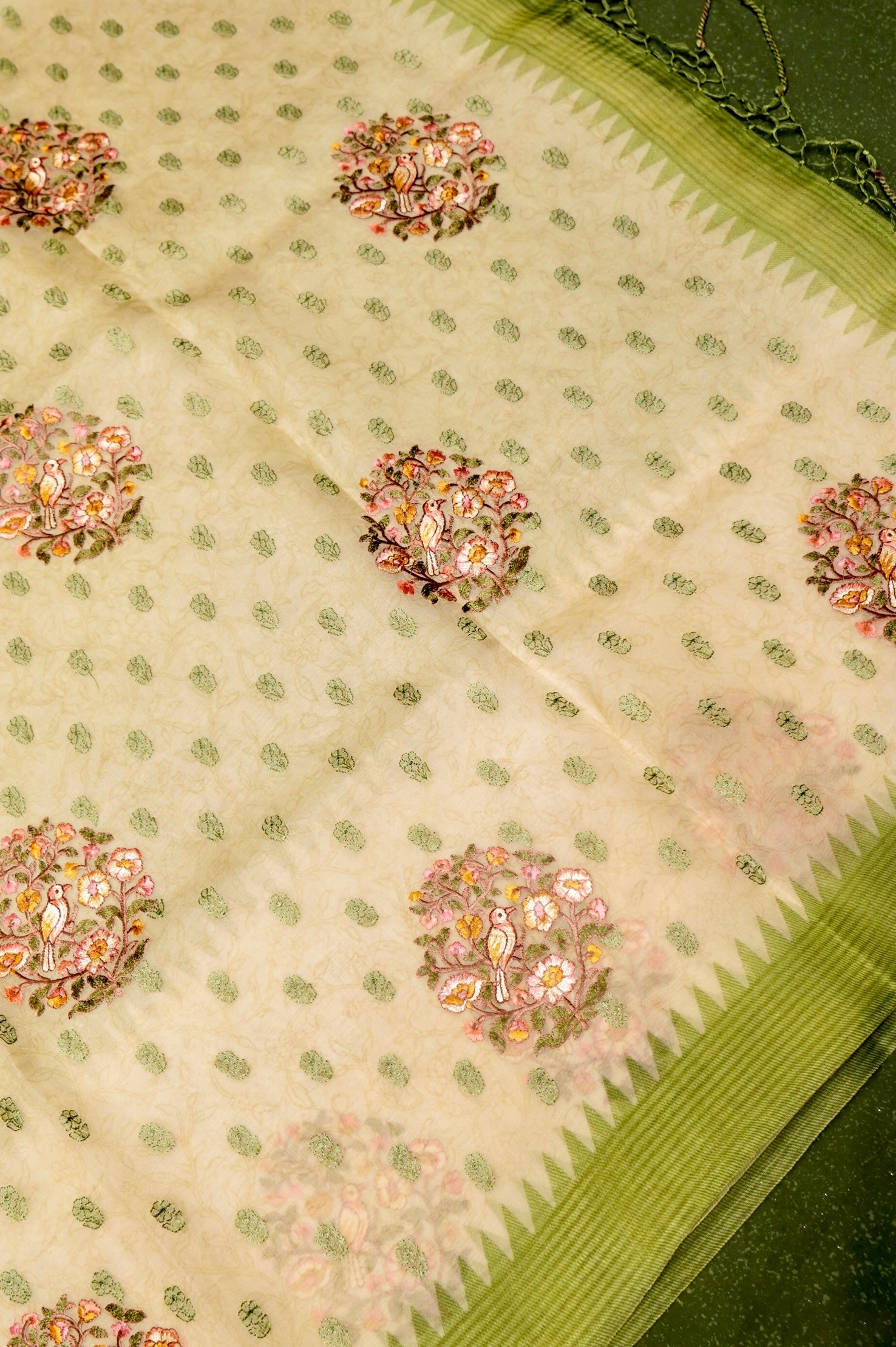Designer White Organza Silk Saree